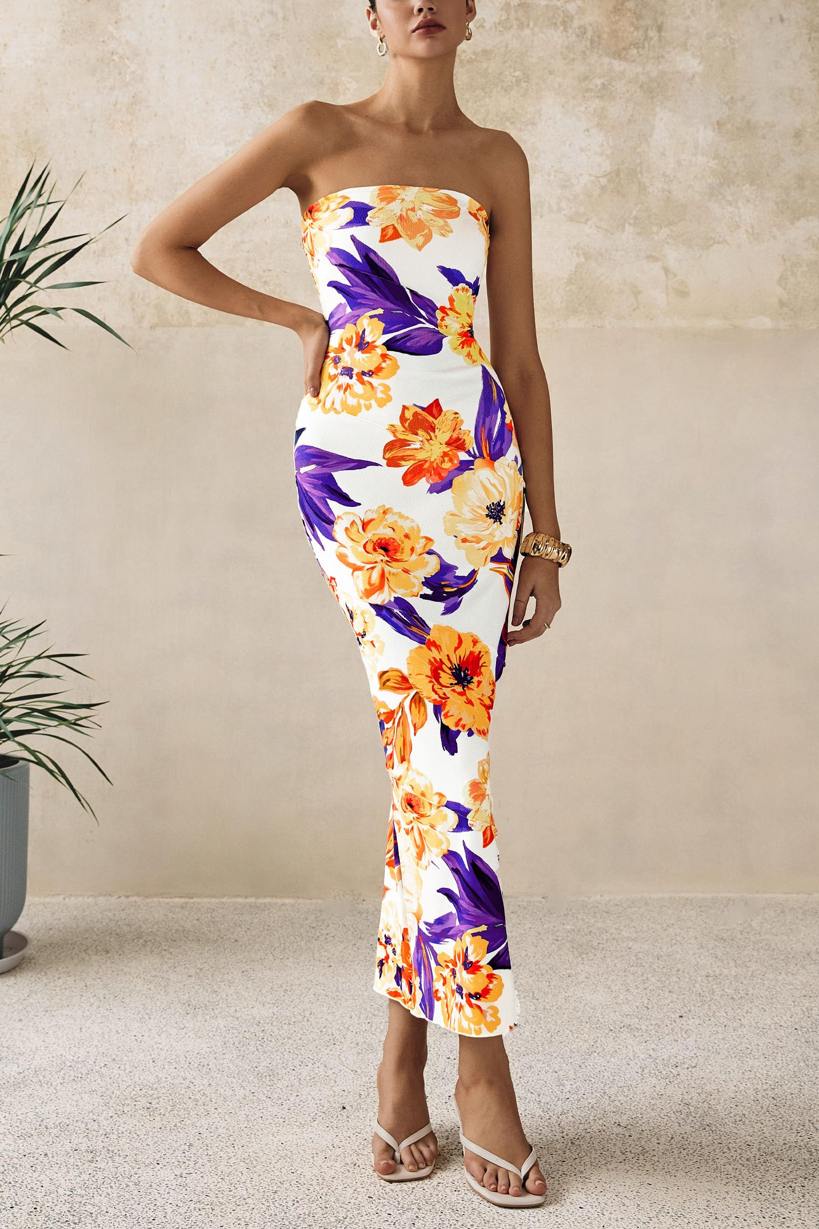 Foto 6 pulgar | Vestido Largo Prettygarden Para Mujer Con Estampado Floral De Verano 2025 - Venta Internacional.