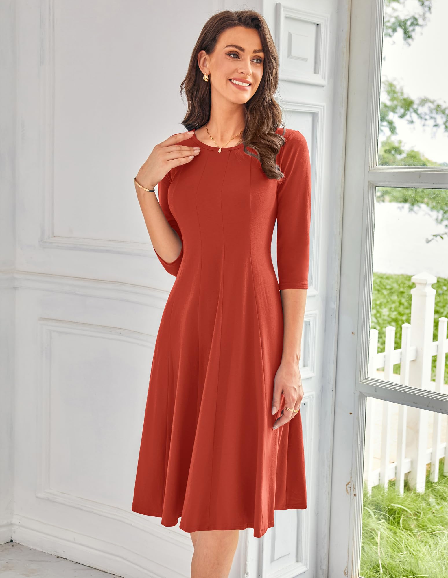 Foto 2 | Vestido Midi Grace Karin 2025 Primavera-verano, Corte A, Manga 3/4 - Venta Internacional.