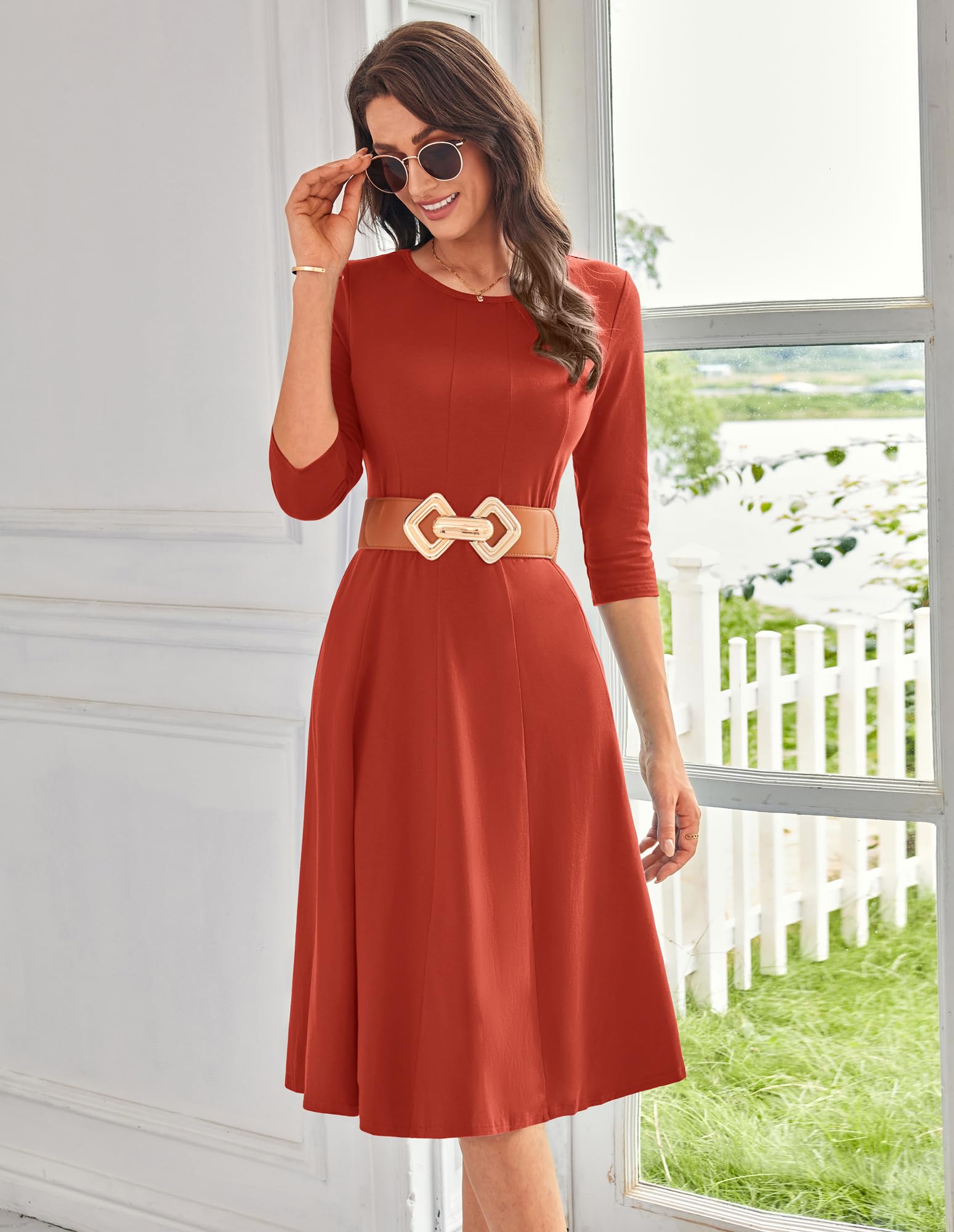 Foto 4 pulgar | Vestido Midi Grace Karin 2025 Primavera-verano, Corte A, Manga 3/4 - Venta Internacional.
