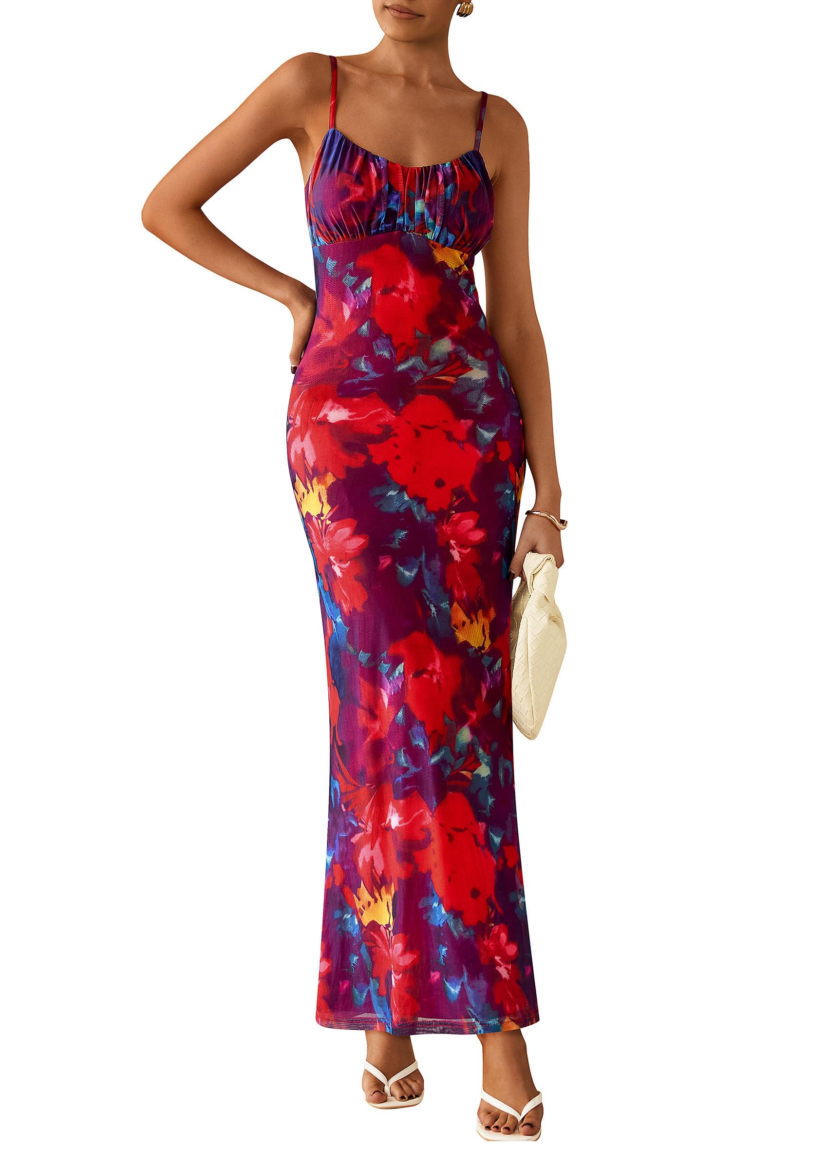 Foto 2 pulgar | Vestido Largo Prettygarden Para Mujer, Ajustado Con Estampado Floral, Verano 2025 - Venta Internacional.