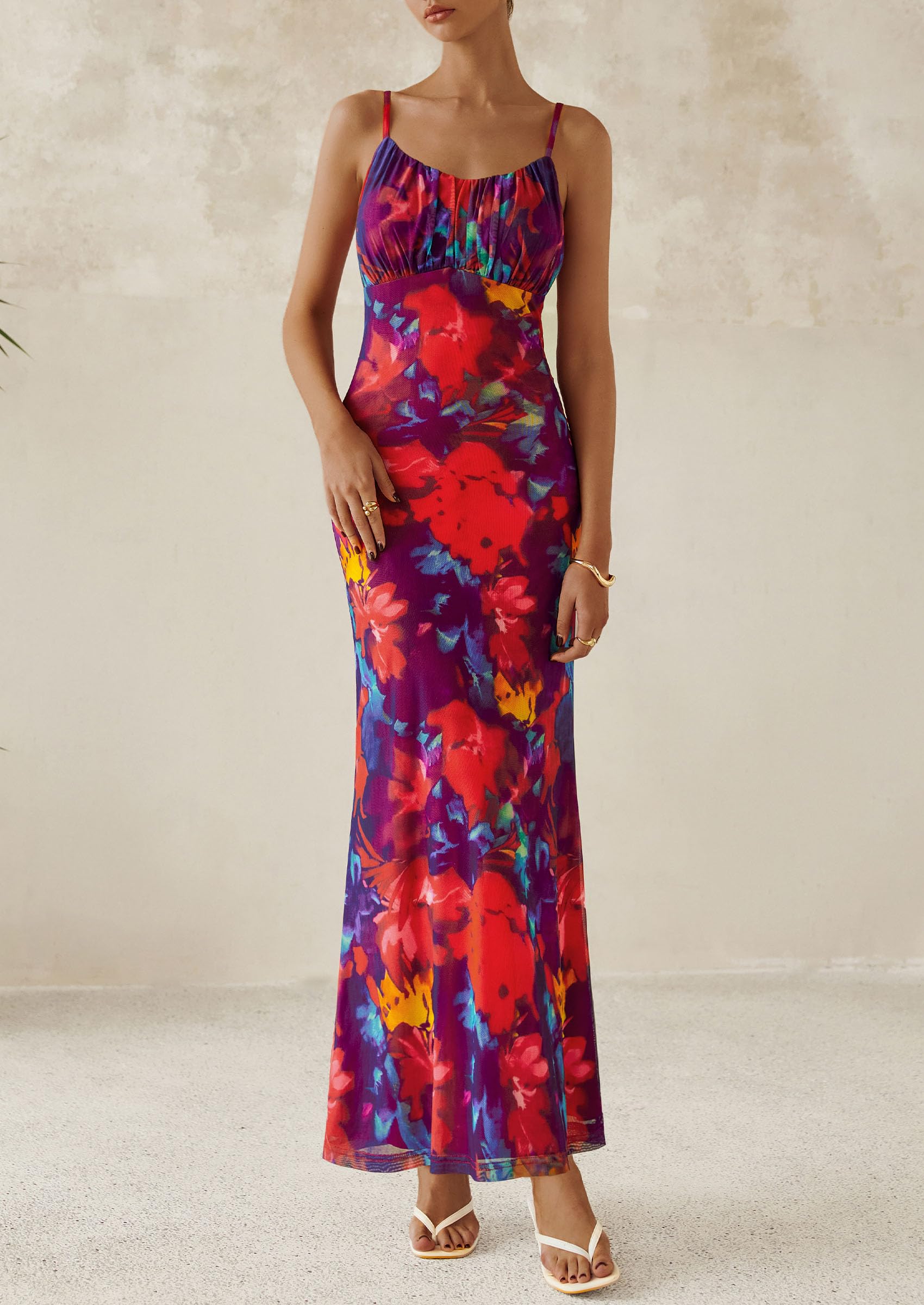 Foto 4 pulgar | Vestido Largo Prettygarden Para Mujer, Ajustado Con Estampado Floral, Verano 2025 - Venta Internacional.