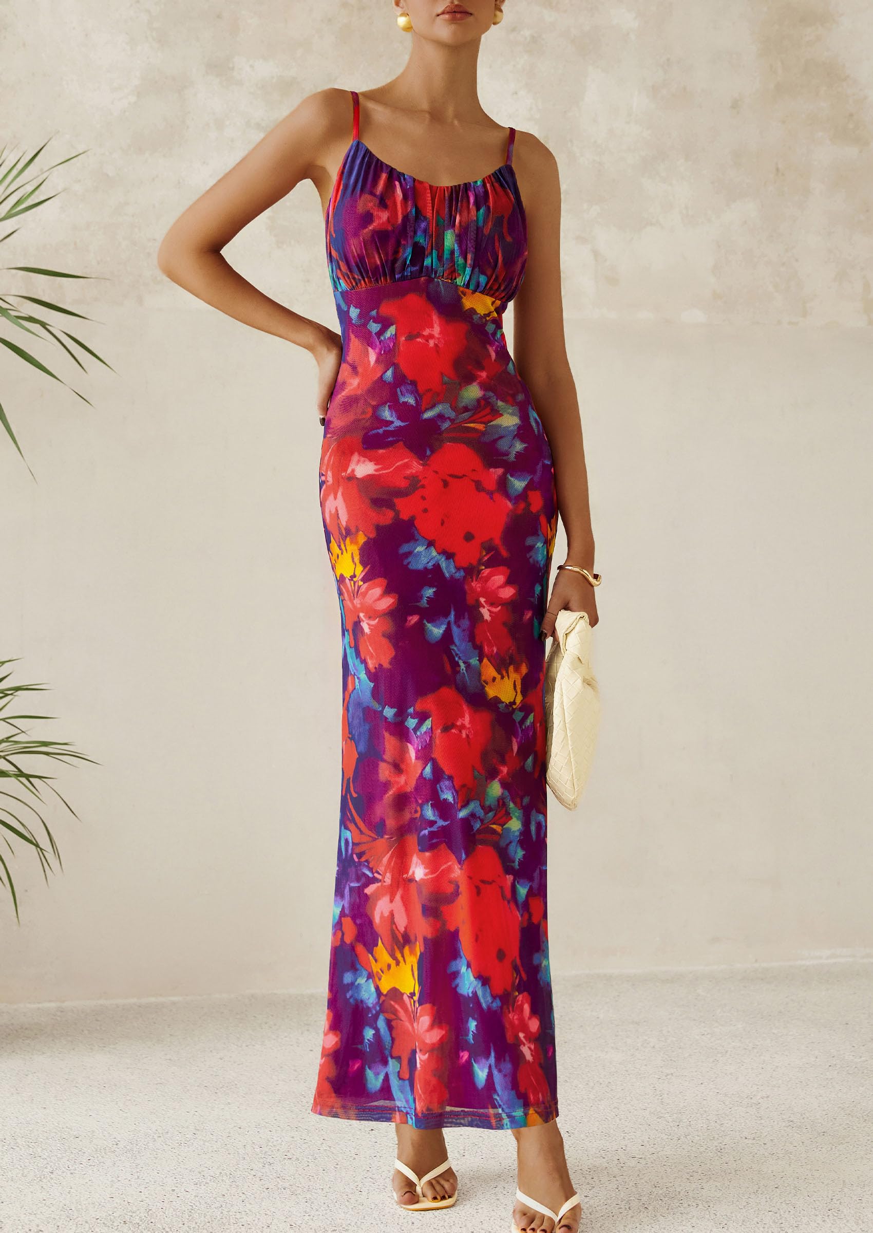 Foto 5 pulgar | Vestido Largo Prettygarden Para Mujer, Ajustado Con Estampado Floral, Verano 2025 - Venta Internacional.