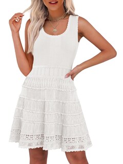 Foto 1 | Vestido Anrabess De Verano, Minivestido De Punto Sin Mangas, Blanco Y Viscosa - Venta Internacional.