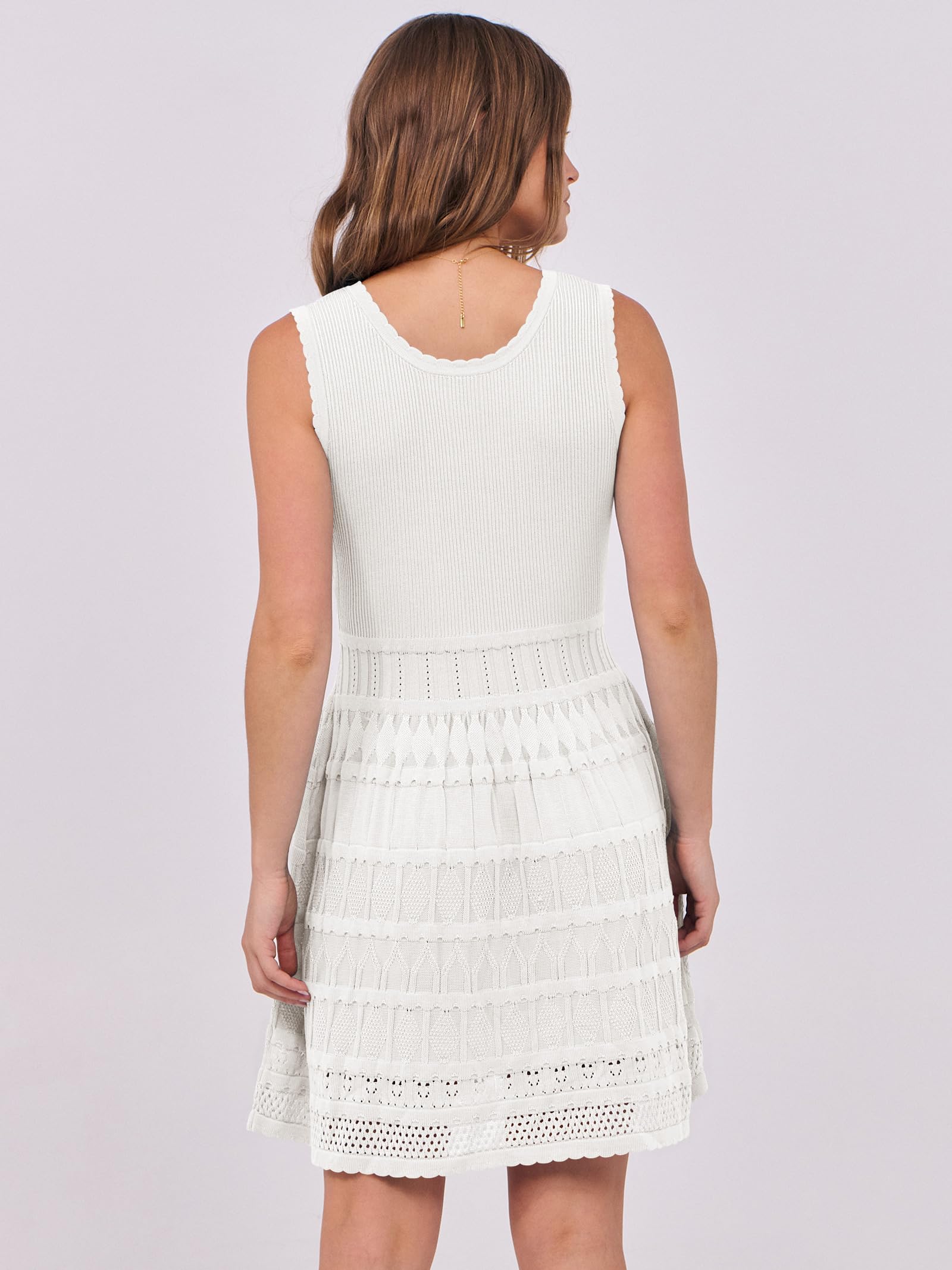 Foto 5 pulgar | Vestido Anrabess De Verano, Minivestido De Punto Sin Mangas, Blanco Y Viscosa - Venta Internacional.