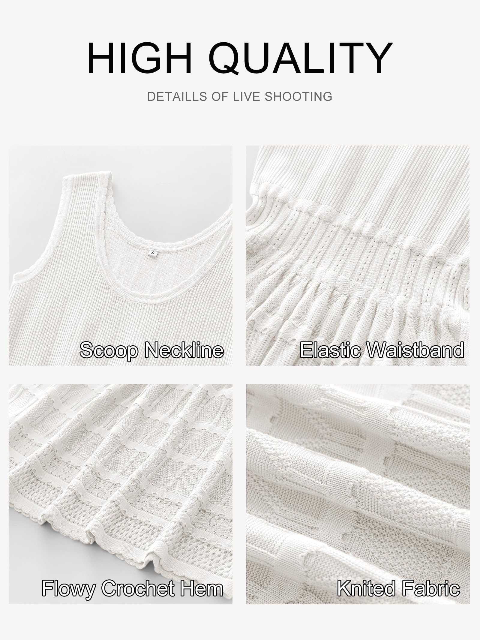 Foto 5 | Vestido Anrabess De Verano, Minivestido De Punto Sin Mangas, Blanco Y Viscosa - Venta Internacional.