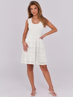 Foto 7 | Vestido Anrabess De Verano, Minivestido De Punto Sin Mangas, Blanco Y Viscosa - Venta Internacional.
