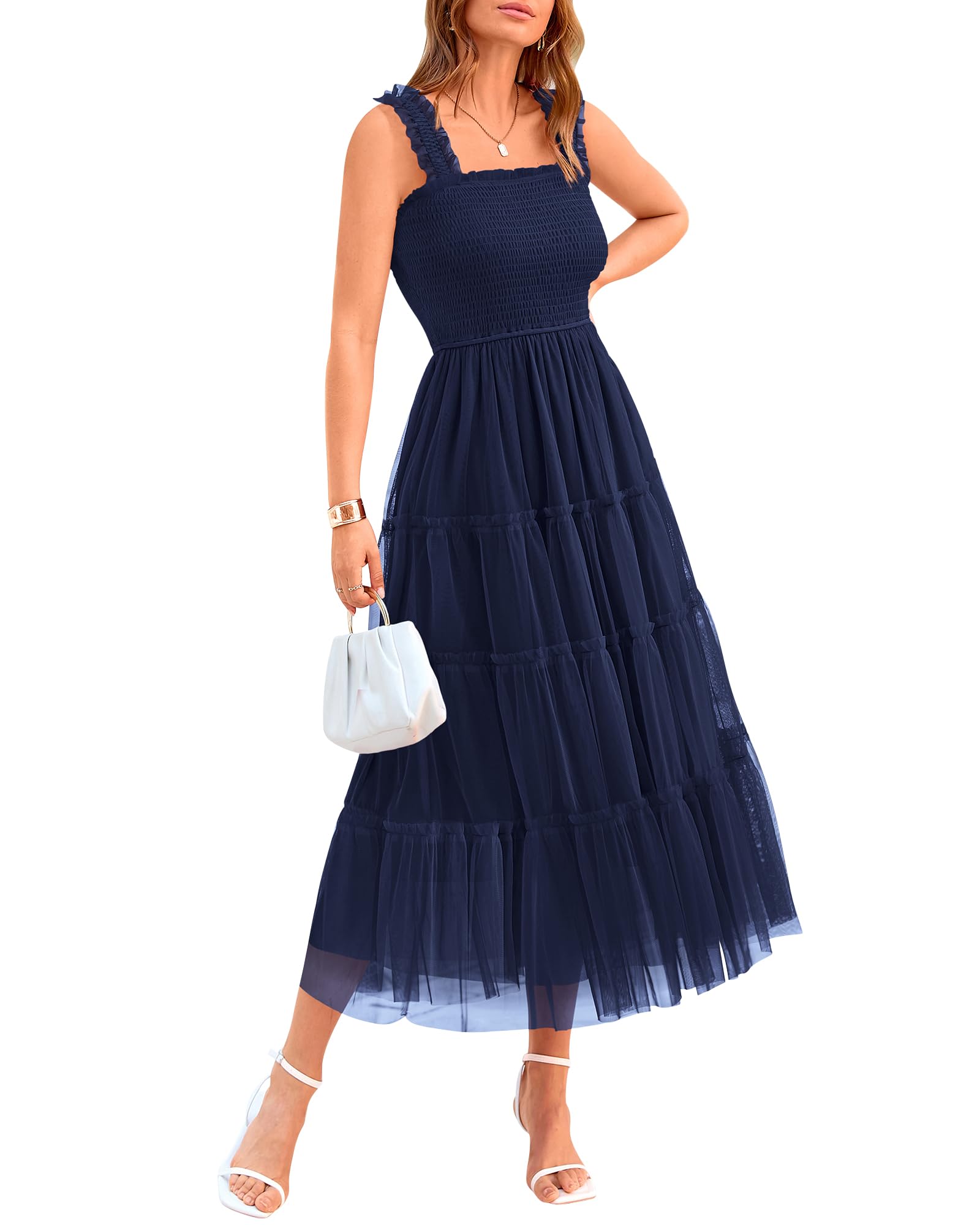 Foto 1 | Vestido Btfbm Para Mujer 2025, Verano, Sin Mangas, Cuello Cuadrado, Azul Marino - Venta Internacional.