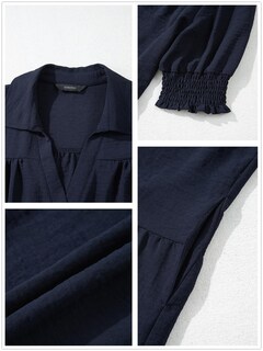 Foto 4 | Vestido De Verano Dokotoo Con Cuello En V Y Cuello En V, Manga Media, Azul Marino - Venta Internacional.