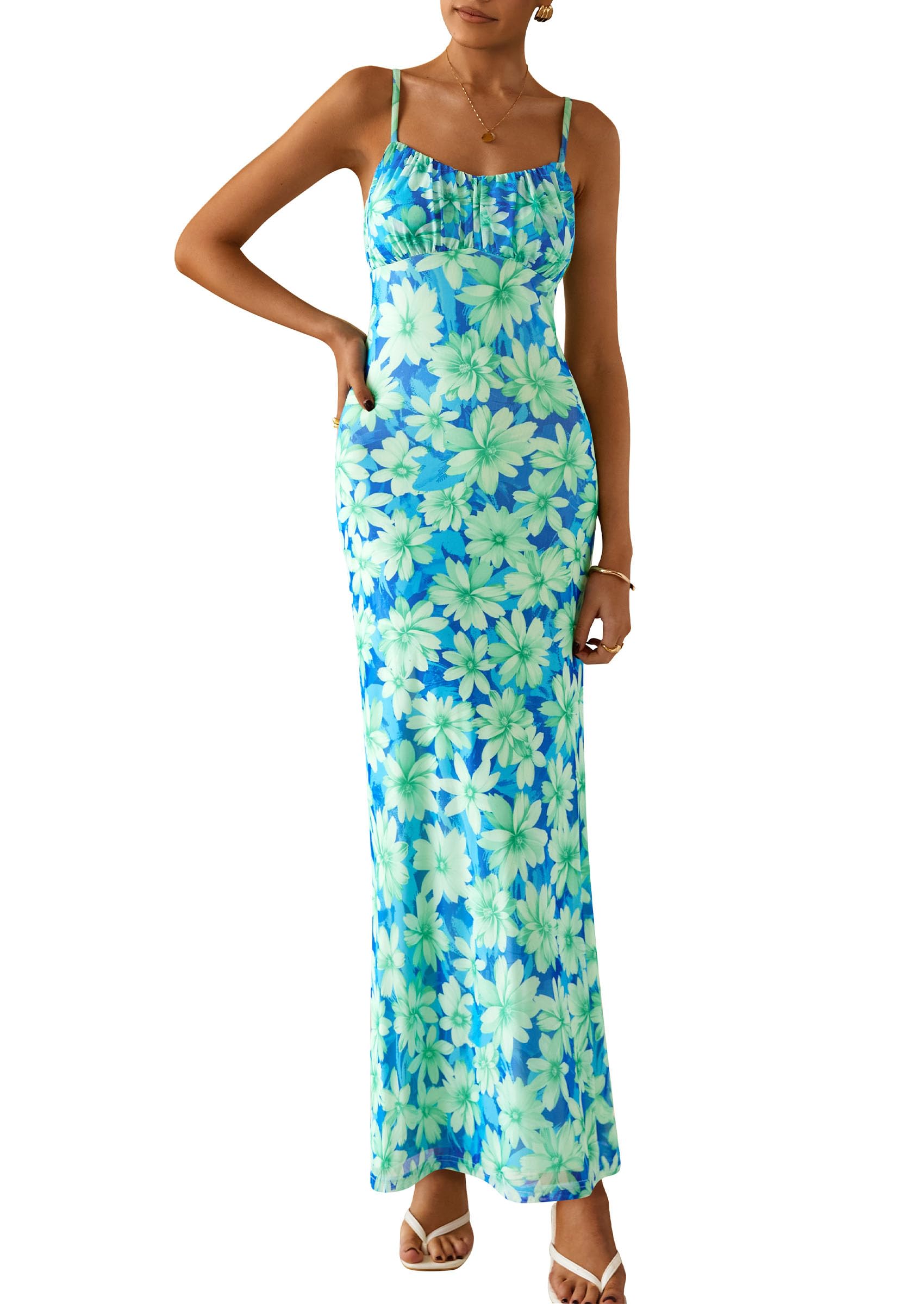 Vestido Largo Prettygarden Para Mujer, Ajustado Con Estampado Floral, Verano 2025 - Venta Internacional.