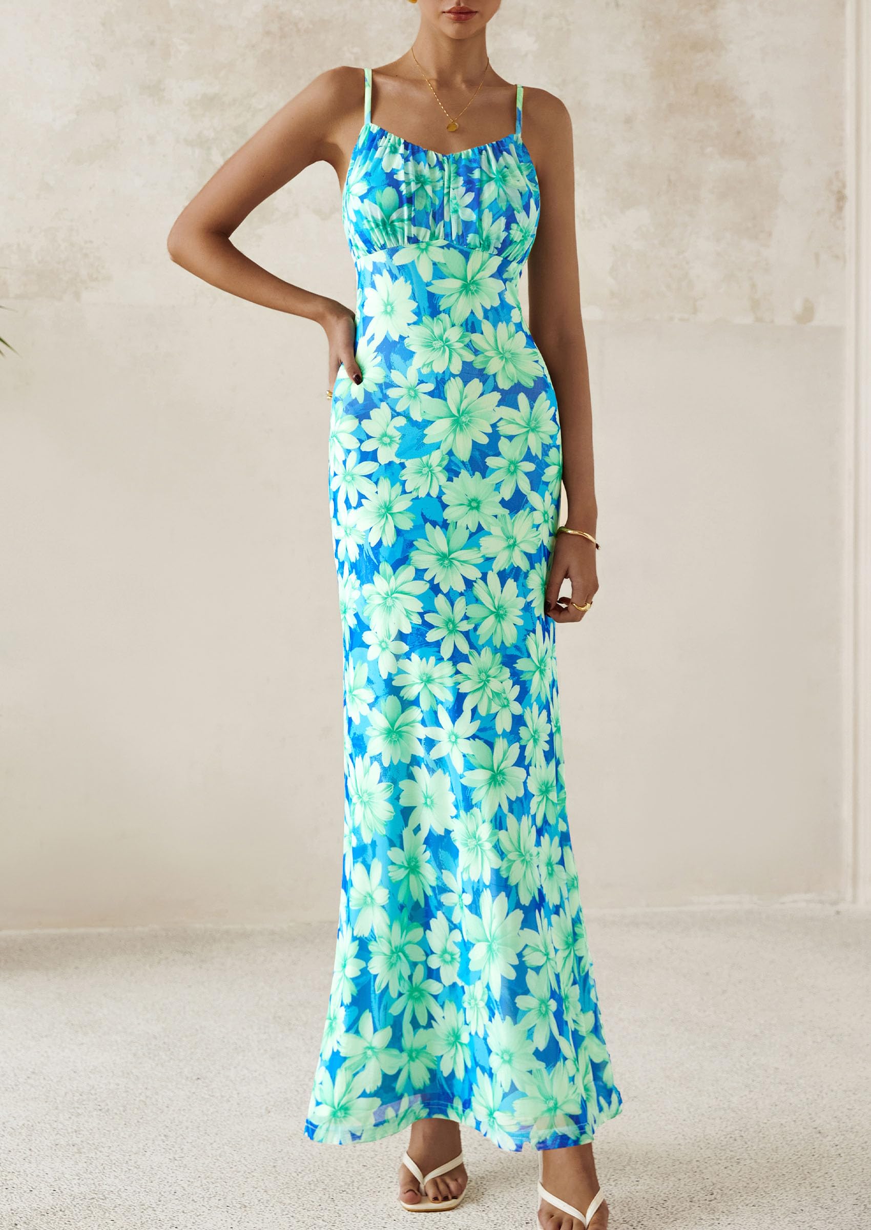 Foto 4 pulgar | Vestido Largo Prettygarden Para Mujer, Ajustado Con Estampado Floral, Verano 2025 - Venta Internacional.