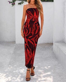 Foto 2 | Vestido Largo BTFBM para Mujer Estampado Floral Strapless con Malla - Venta Internacional