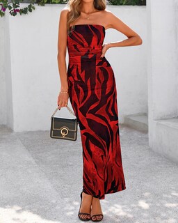 Foto 4 | Vestido Largo BTFBM para Mujer Estampado Floral Strapless con Malla - Venta Internacional