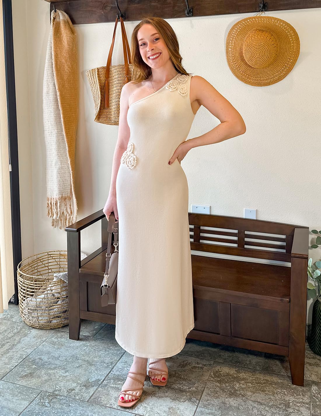Foto 5 pulgar | Vestido Largo Zesica 2025 De Verano Con Un Solo Hombro Para Mujer - Venta Internacional.