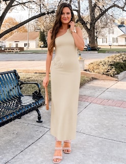 Foto 6 | Vestido Largo Zesica 2025 De Verano Con Un Solo Hombro Para Mujer - Venta Internacional.