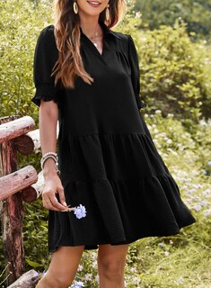 Foto 3 | Vestido Dokotoo Con Cuello En V Y Cuello En V, Manga Media, Verano, Negro - Venta Internacional.