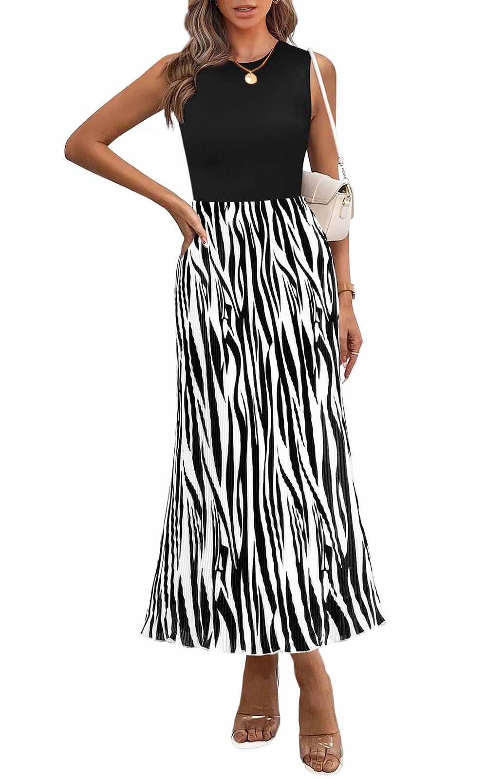 Vestido De Verano Prettygarden 2025 A Media Pierna Plisada Con Estampado Gráfico - Venta Internacional.