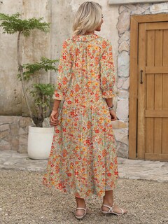 Foto 5 | Vestido Largo Anrabess De Verano Con Estampado Floral Y Cuello En V Y Manga Abullonada Para Mujer - Venta Internacional.