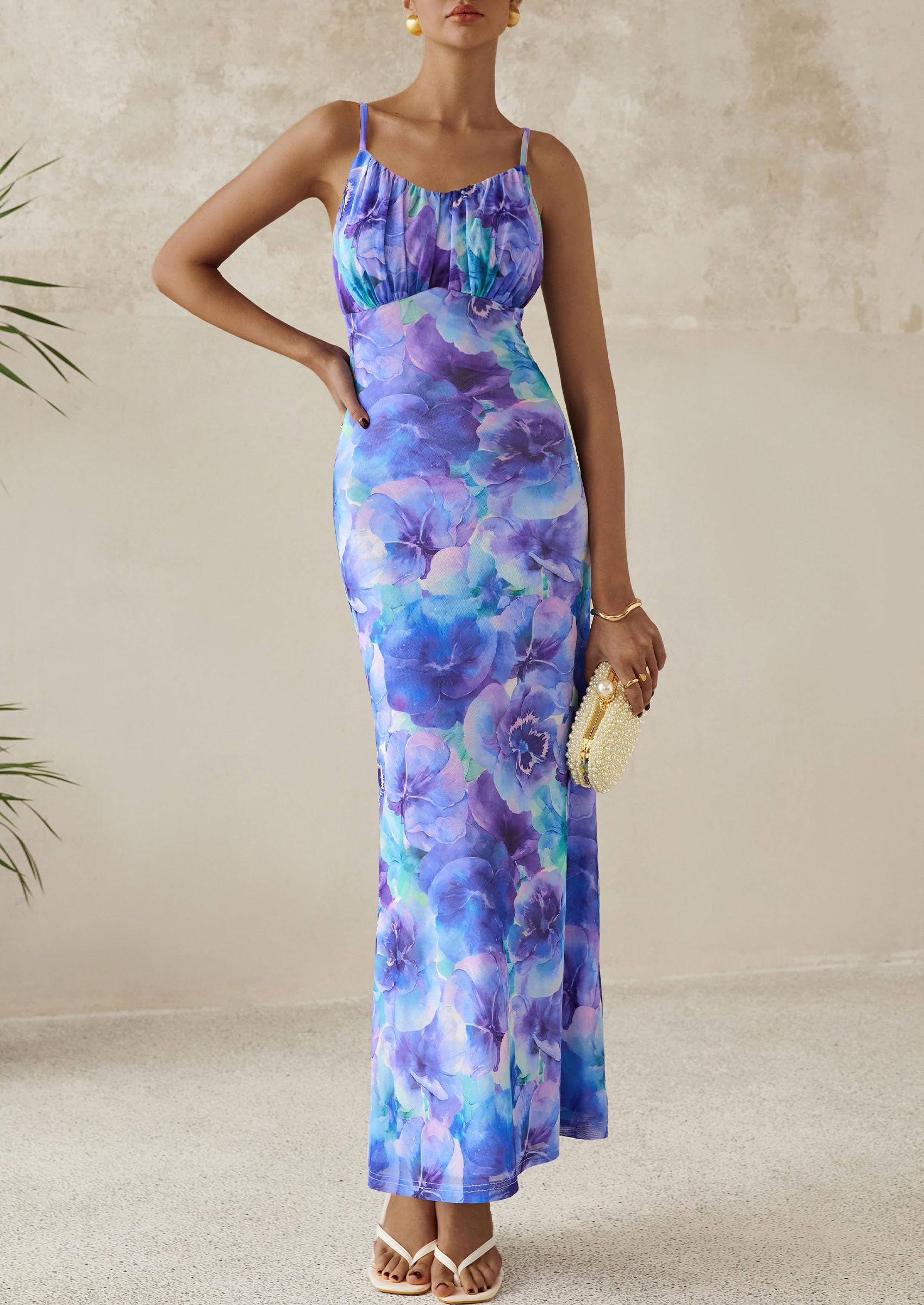 Foto 4 pulgar | Vestido Largo Prettygarden Para Mujer, Ajustado Con Estampado Floral, Verano 2025 - Venta Internacional.