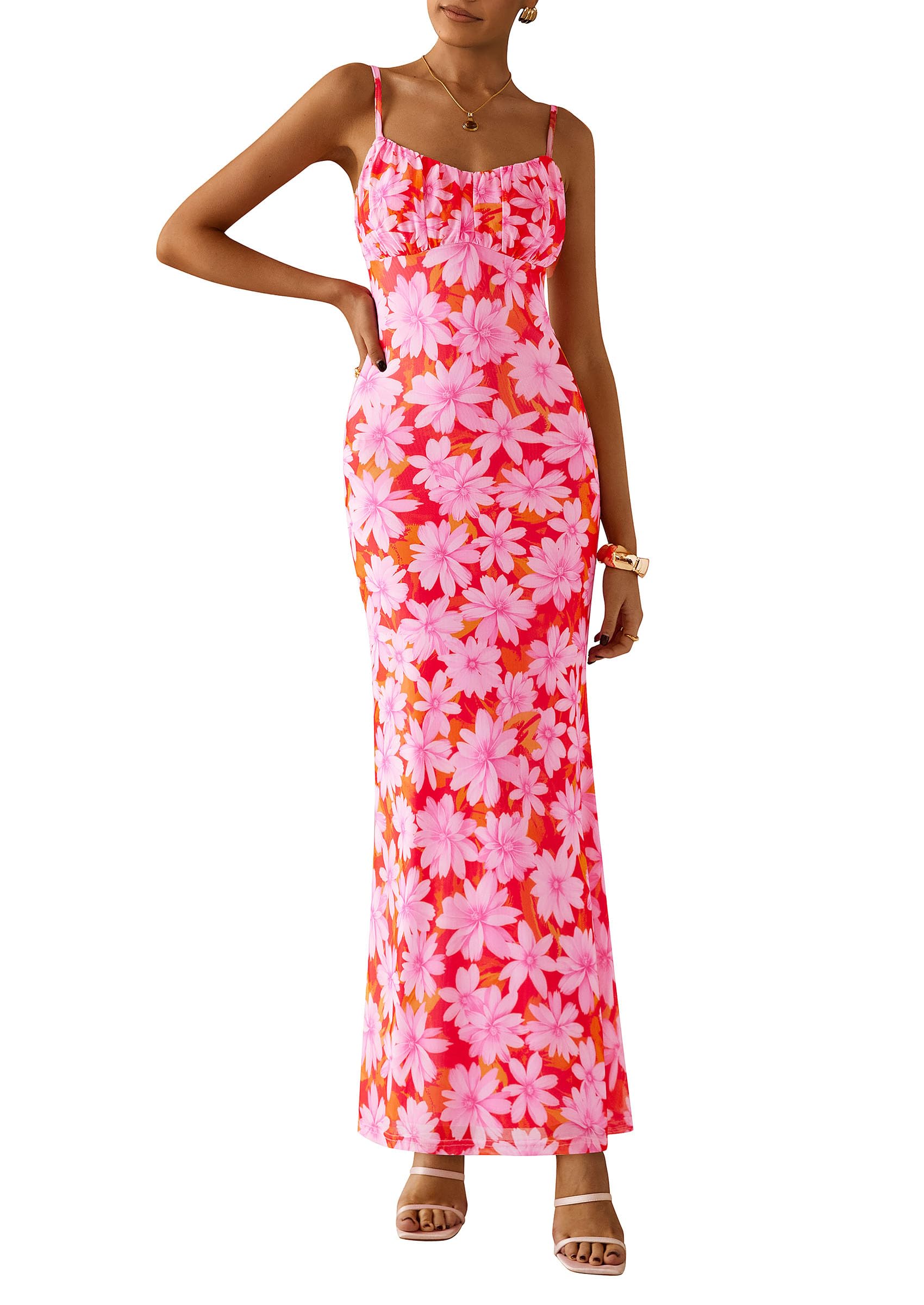 Vestido Largo Prettygarden Para Mujer, Ajustado Con Estampado Floral, Verano 2025 - Venta Internacional.