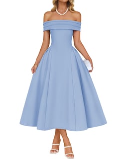 Foto 1 | Vestido De Cóctel Zesica Elegant Con Hombros Descubiertos A Line Blue Xl - Venta Internacional.