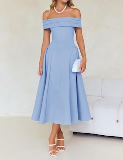 Foto 6 | Vestido De Cóctel Zesica Elegant Con Hombros Descubiertos A Line Blue Xl - Venta Internacional.