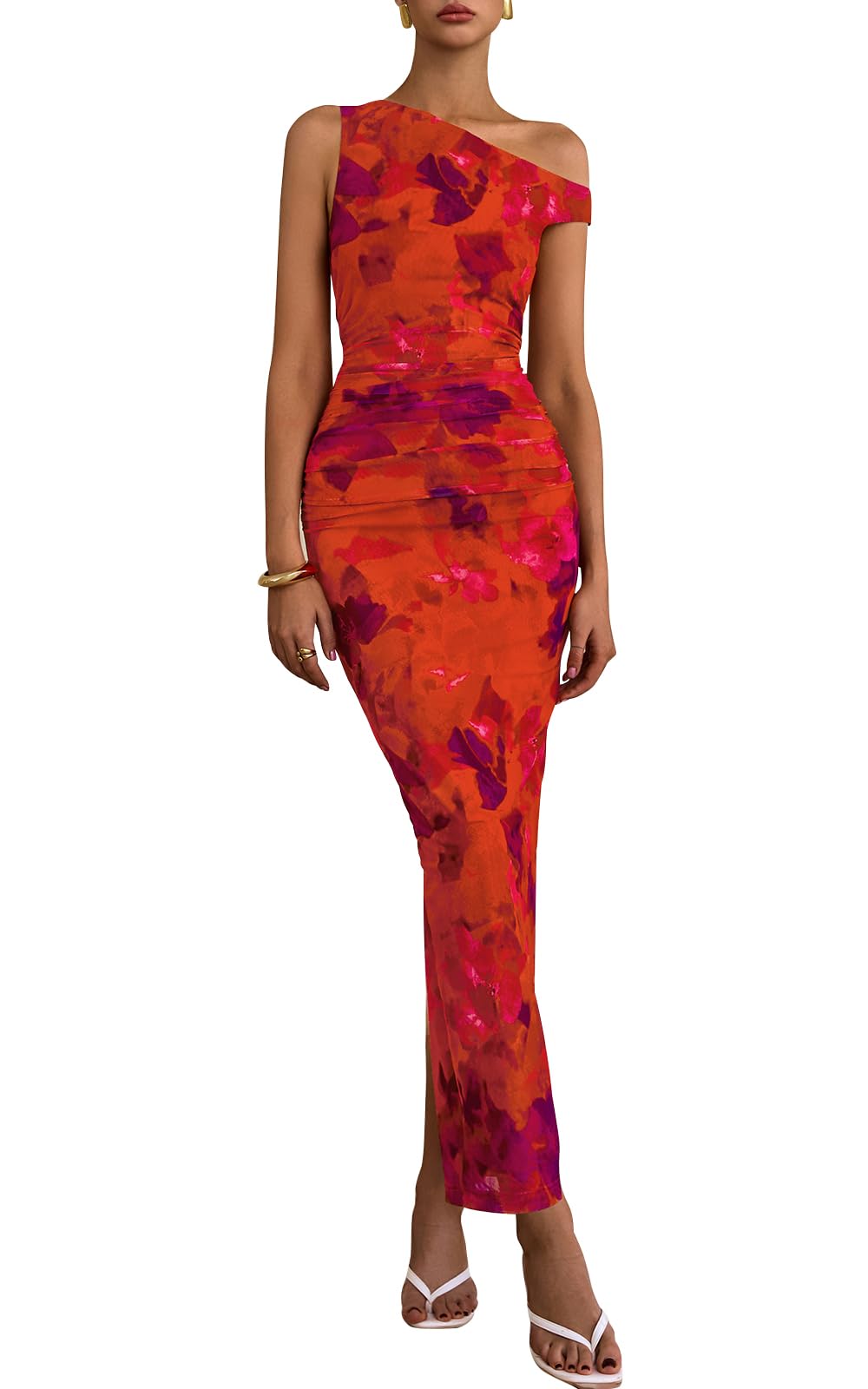 Foto 2 pulgar | Vestido De Verano Prettygarden Con Hombros Descubiertos Y Estampado Floral Para Mujer - Venta Internacional.