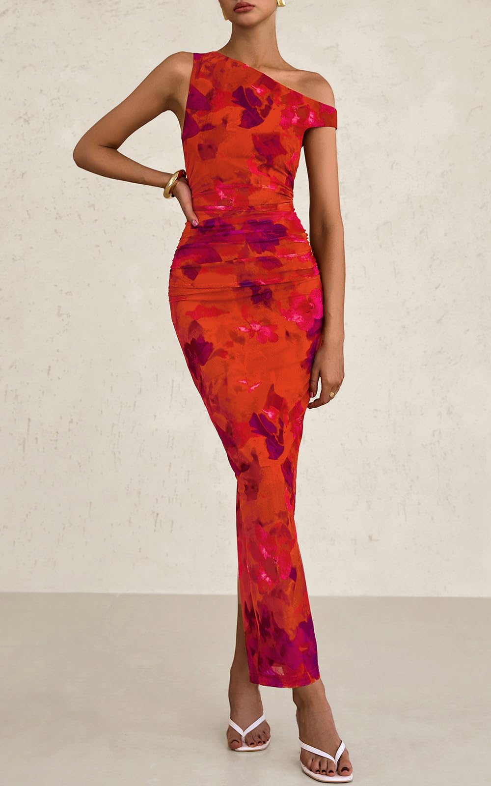 Foto 2 | Vestido De Verano Prettygarden Con Hombros Descubiertos Y Estampado Floral Para Mujer - Venta Internacional.