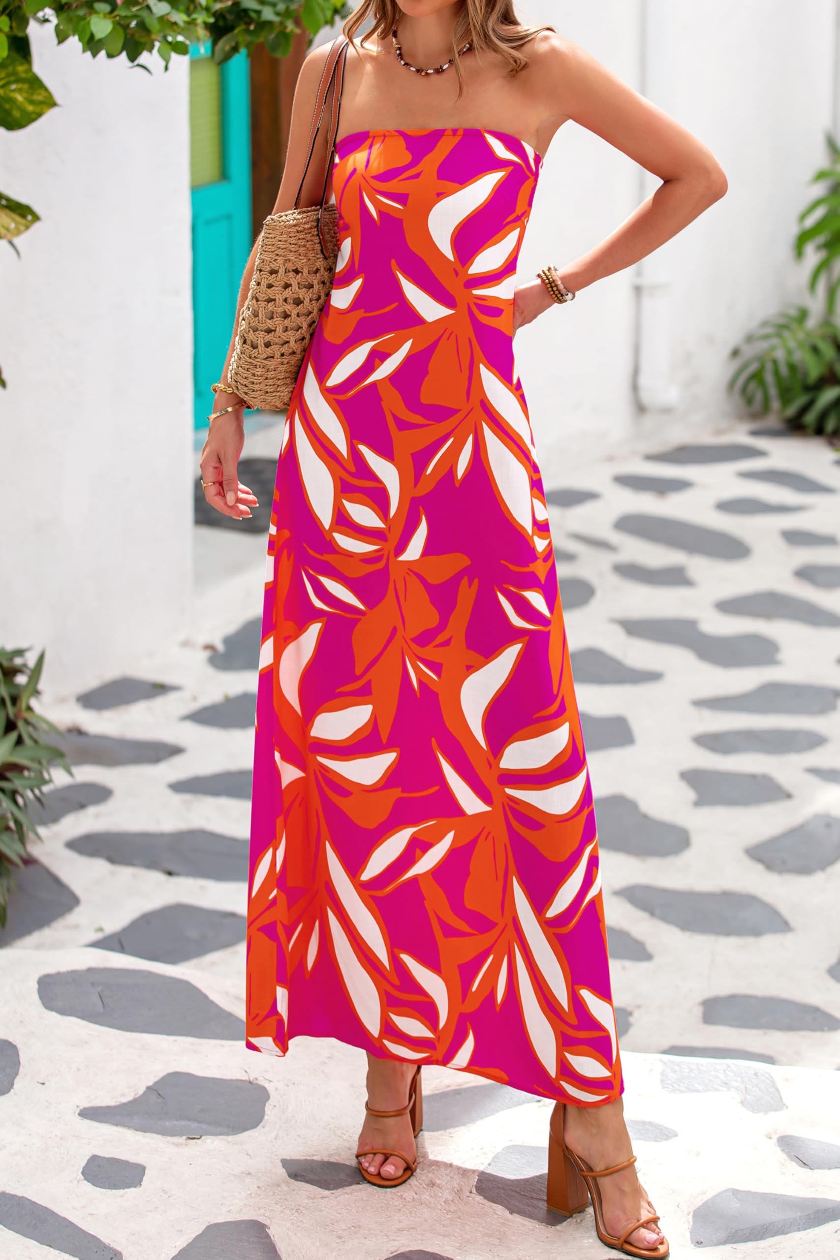 Foto 3 pulgar | Vestido Largo Mascomoda Summer Boho Floral Tube Top Xxl Para Mujer - Venta Internacional.