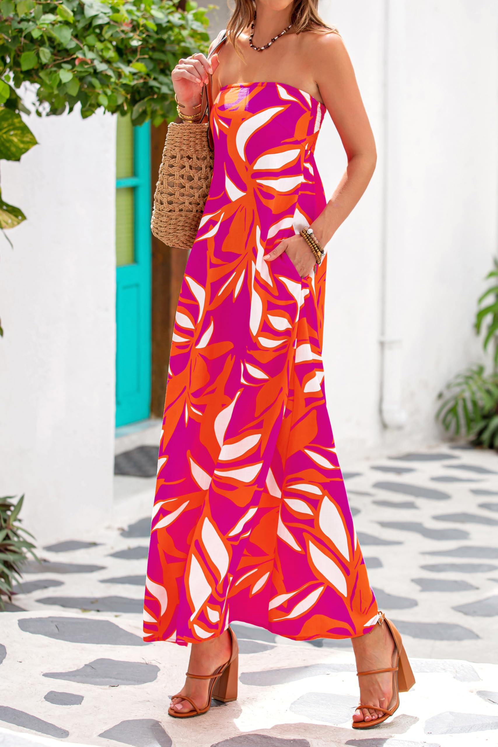 Foto 5 pulgar | Vestido Largo Mascomoda Summer Boho Floral Tube Top Xxl Para Mujer - Venta Internacional.