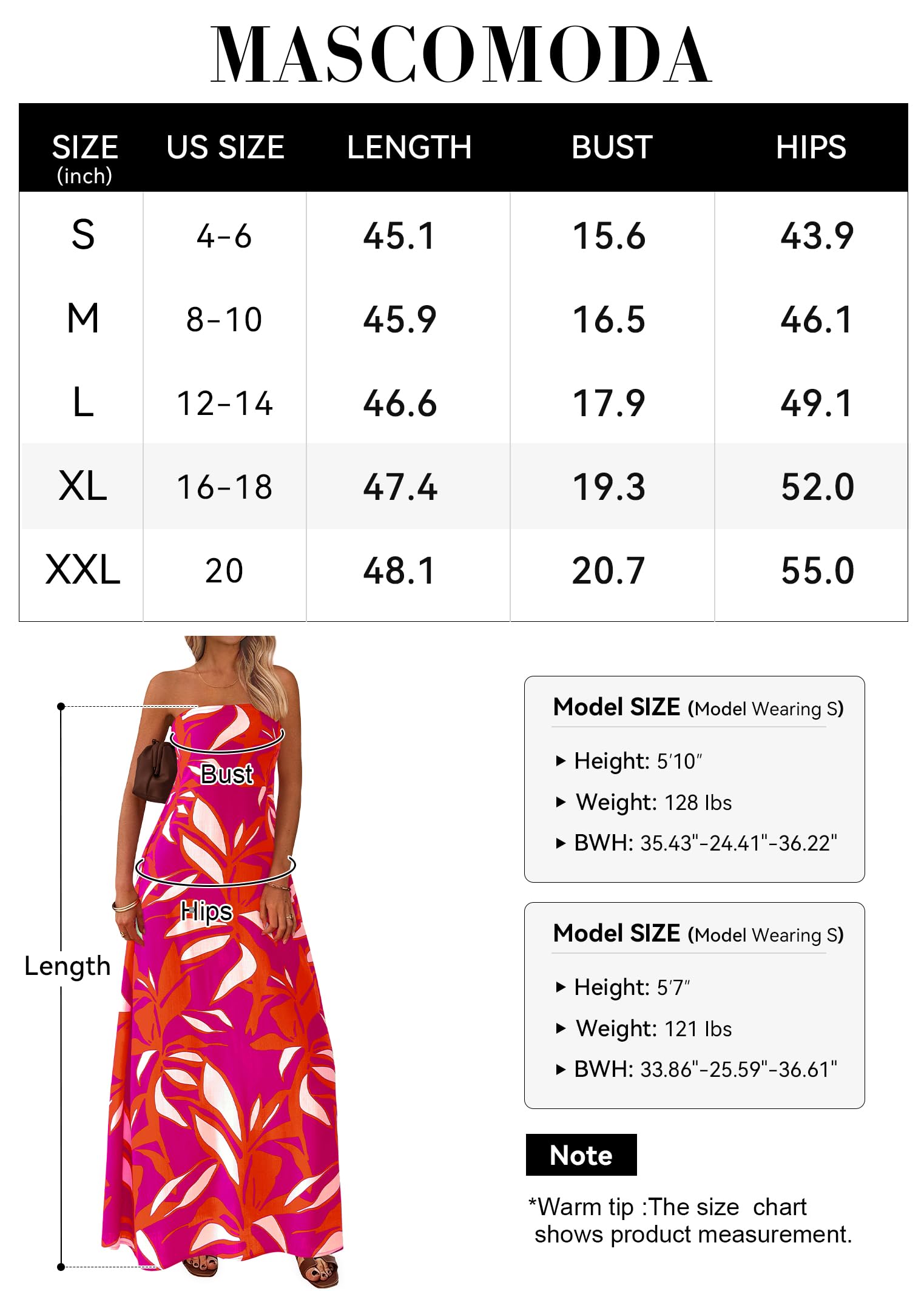 Foto 7 pulgar | Vestido Largo Mascomoda Summer Boho Floral Tube Top Xxl Para Mujer - Venta Internacional.
