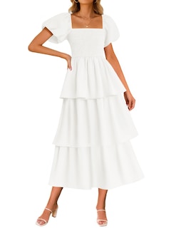 Foto 1 | Vestido Zesica Para Mujer 2025, Estilo Bohemio, Midi, Blanco, Talla Xl - Venta Internacional.