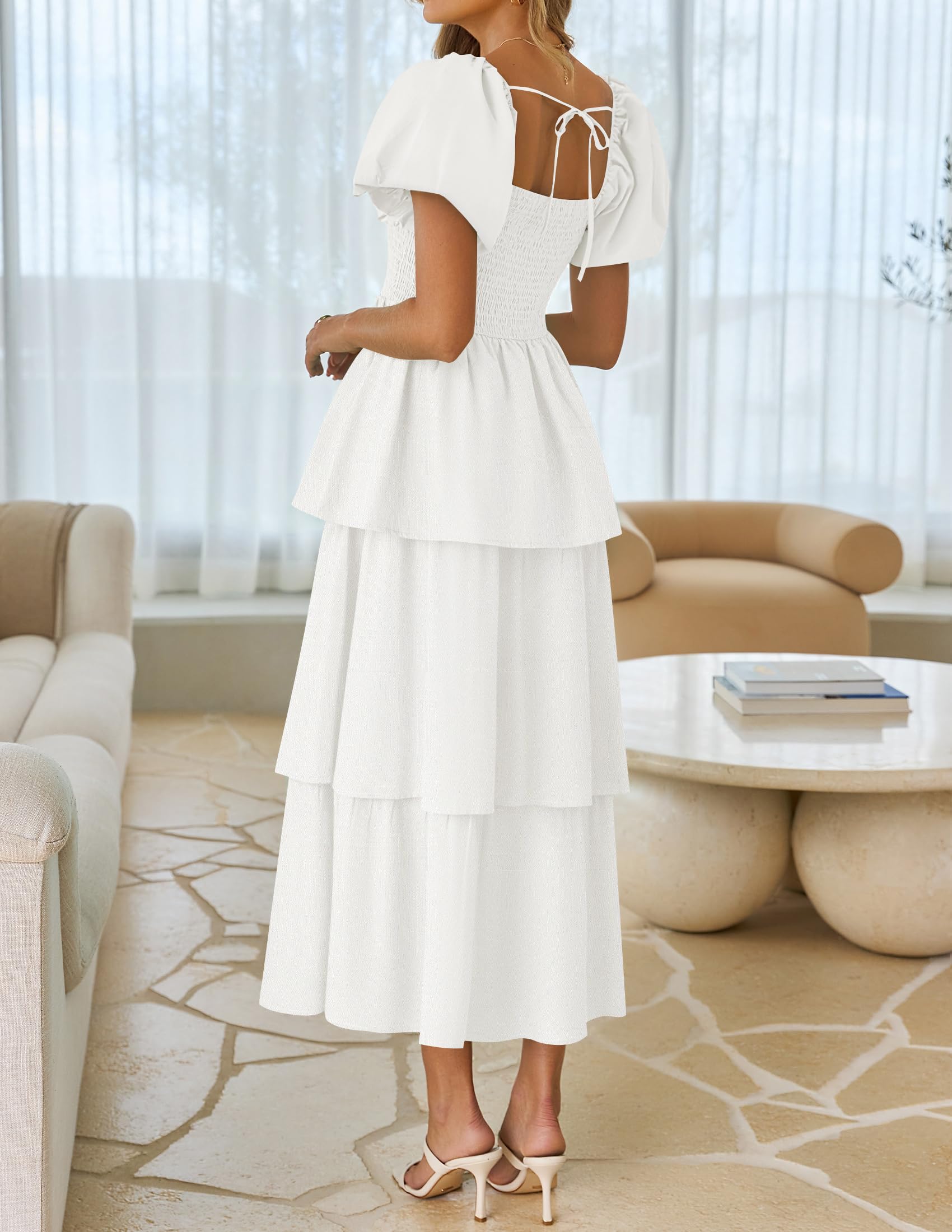 Foto 5 pulgar | Vestido Zesica Para Mujer 2025, Estilo Bohemio, Midi, Blanco, Talla Xl - Venta Internacional.