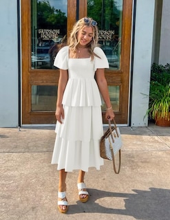 Foto 5 | Vestido Zesica Para Mujer 2025, Estilo Bohemio, Midi, Blanco, Talla Xl - Venta Internacional.