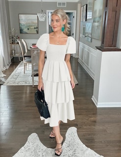 Foto 6 | Vestido Zesica Para Mujer 2025, Estilo Bohemio, Midi, Blanco, Talla Xl - Venta Internacional.