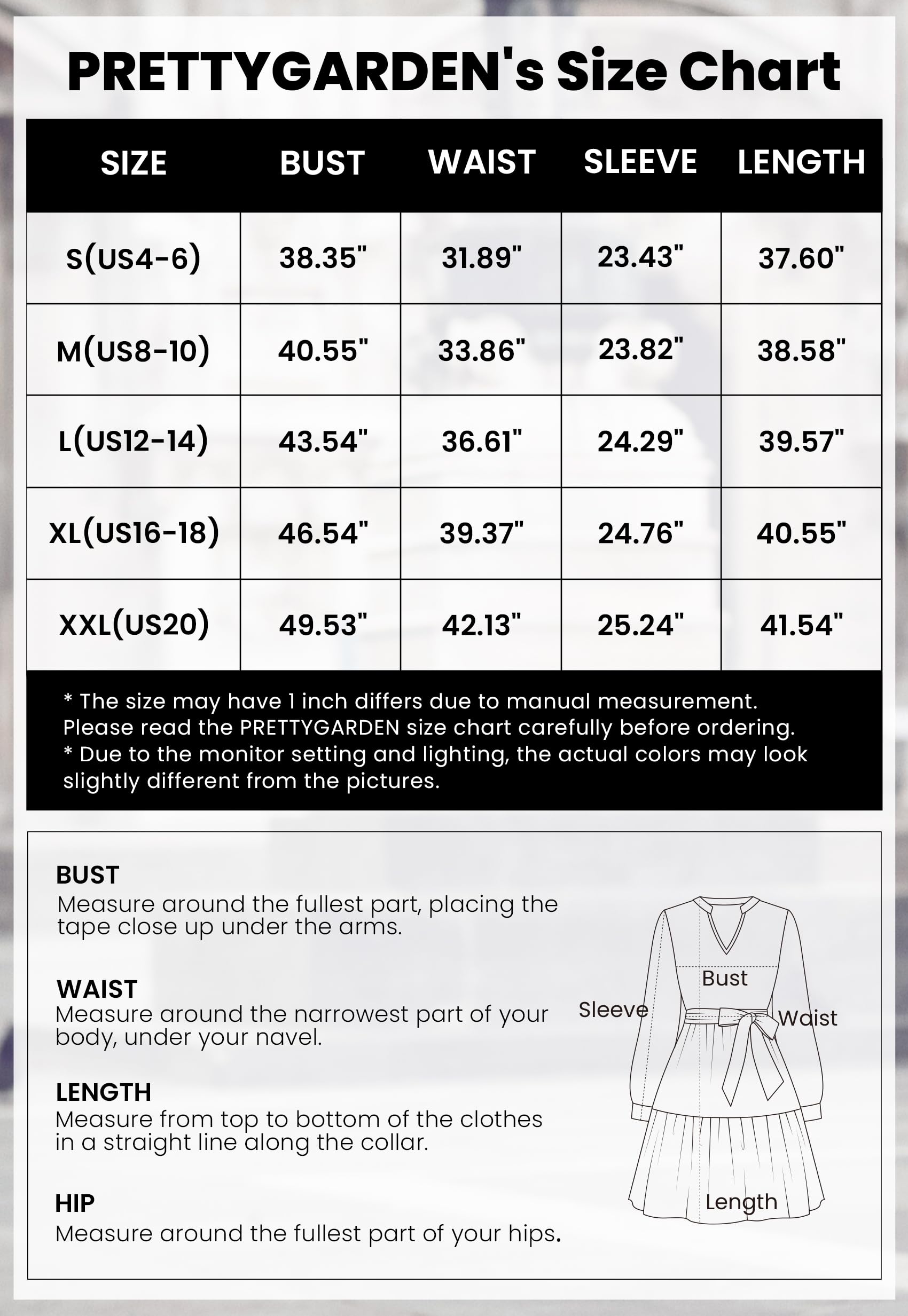 Foto 7 pulgar | Vestido Prettygarden Para Mujer, Manga Larga, Cuello En V, Línea A, Negro - Venta Internacional.