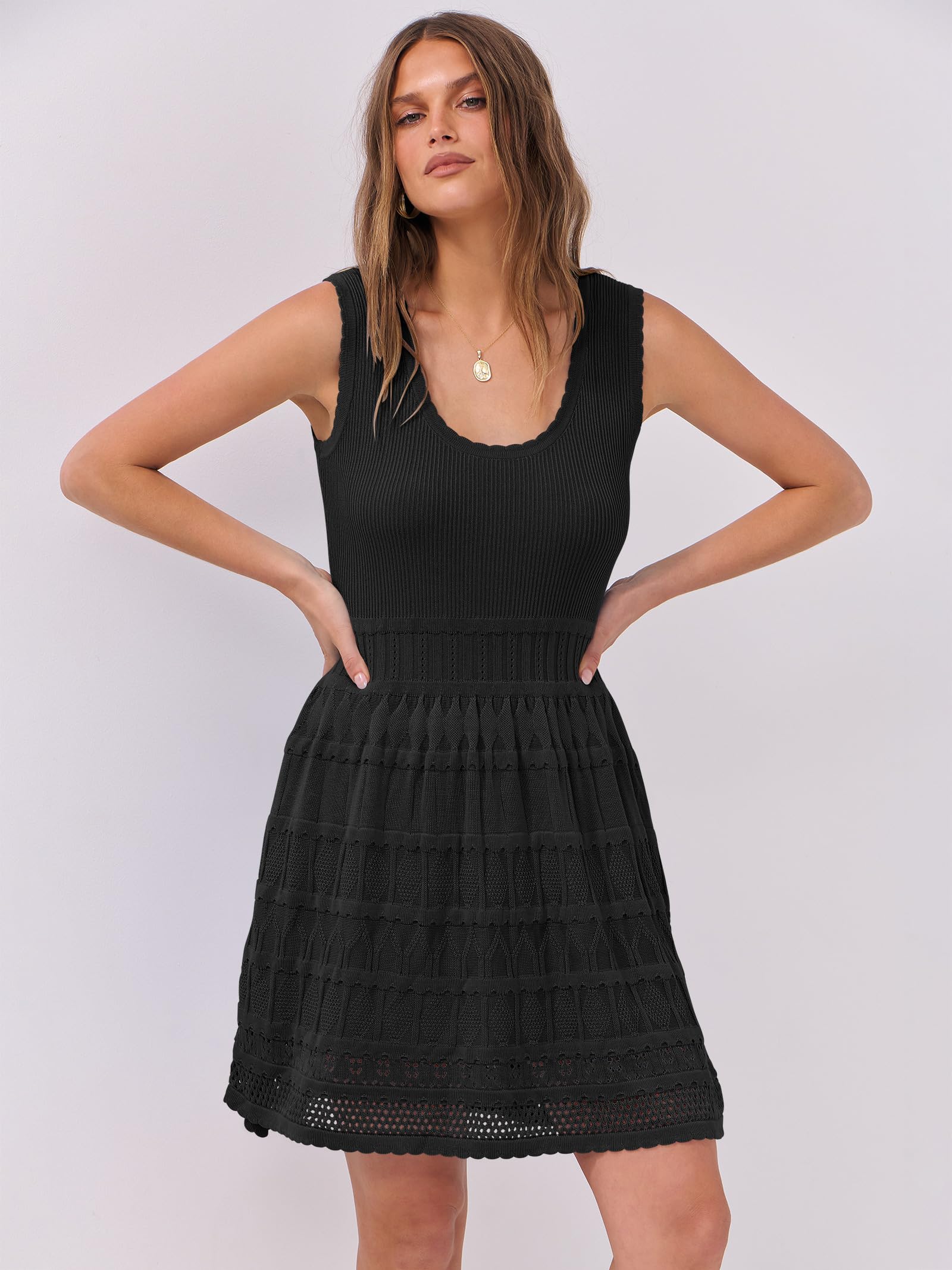 Foto 3 pulgar | Vestido Anrabess De Punto Sin Mangas Para Verano, Sin Mangas, Playa, Negro - Venta Internacional.
