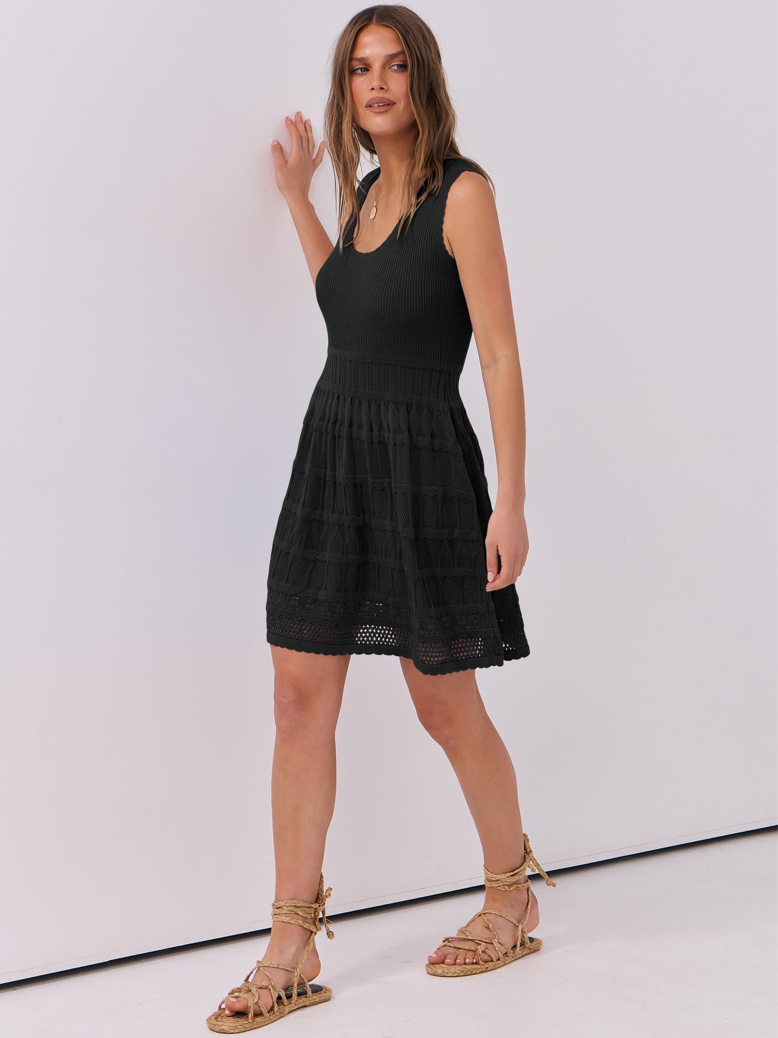 Foto 6 | Vestido Anrabess De Punto Sin Mangas Para Verano, Sin Mangas, Playa, Negro - Venta Internacional.