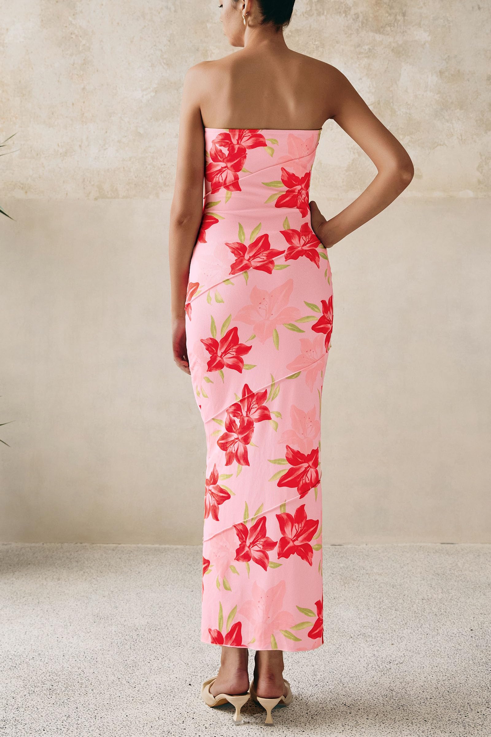 Foto 2 | Vestido Largo Prettygarden Para Mujer 2025 Con Estampado Floral Acanalado - Venta Internacional.