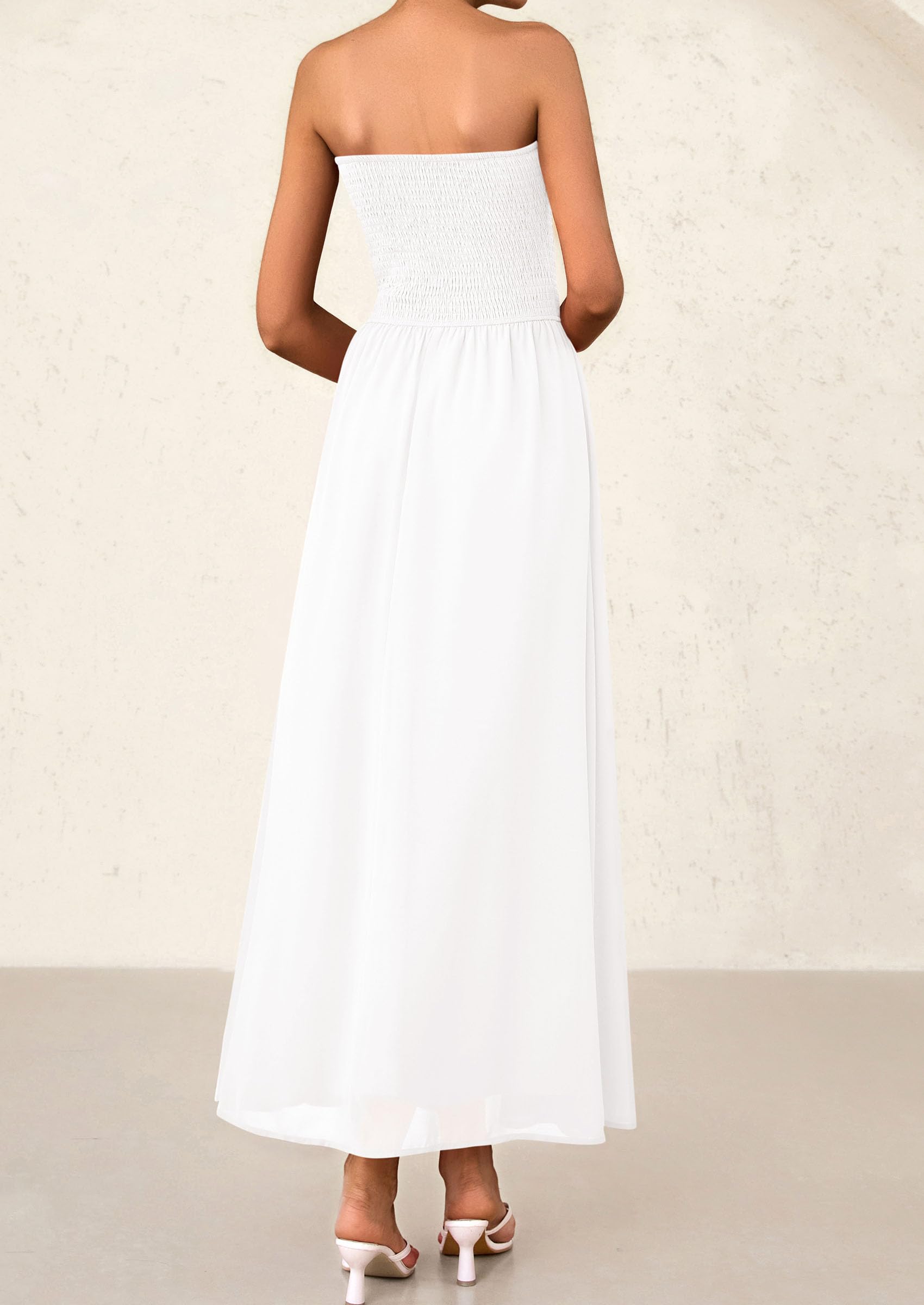 Foto 3 pulgar | Vestido De Invitada De Boda Prettygarden Tube Top Maxi White Xxl - Venta Internacional.