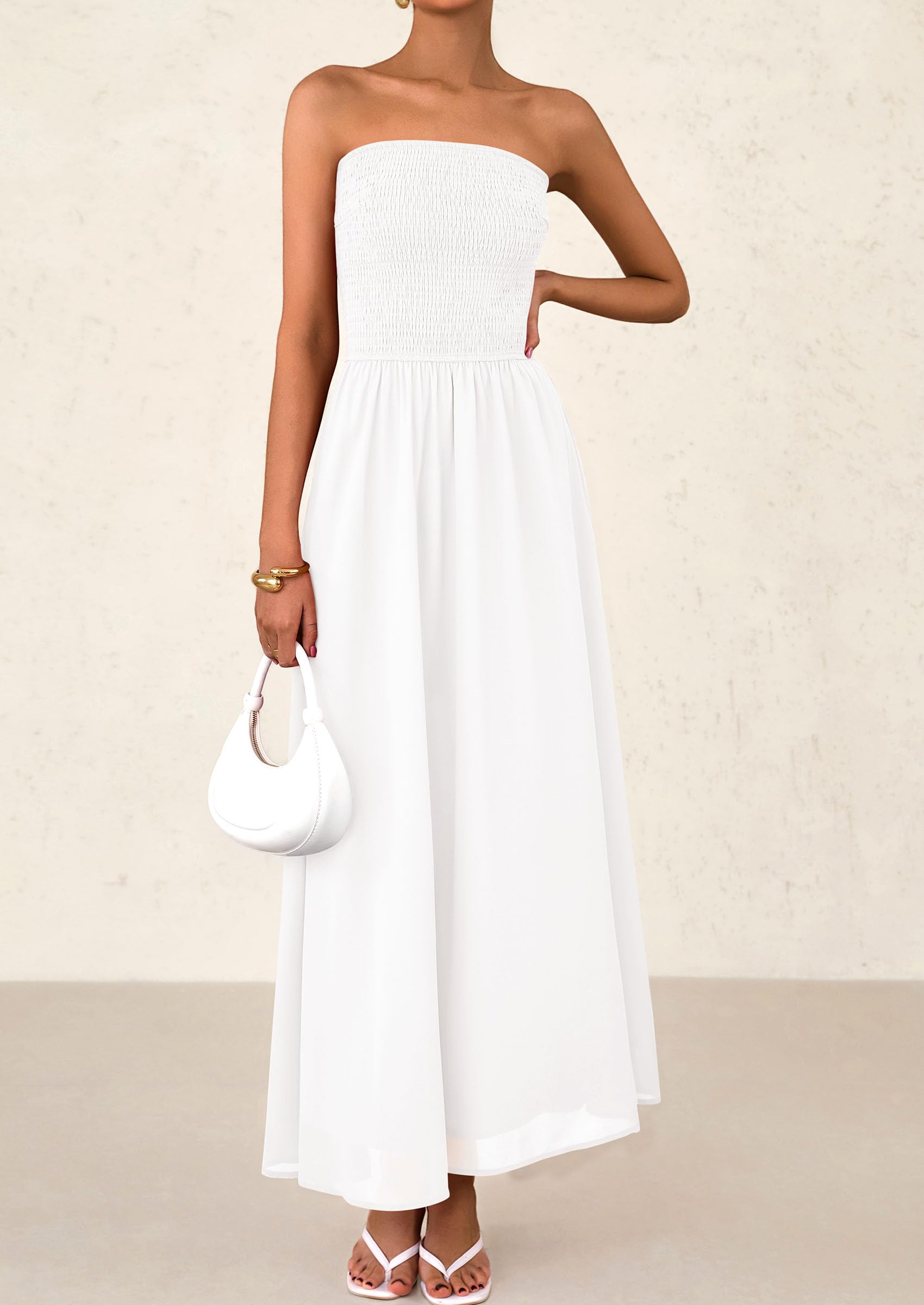 Foto 4 pulgar | Vestido De Invitada De Boda Prettygarden Tube Top Maxi White Xxl - Venta Internacional.
