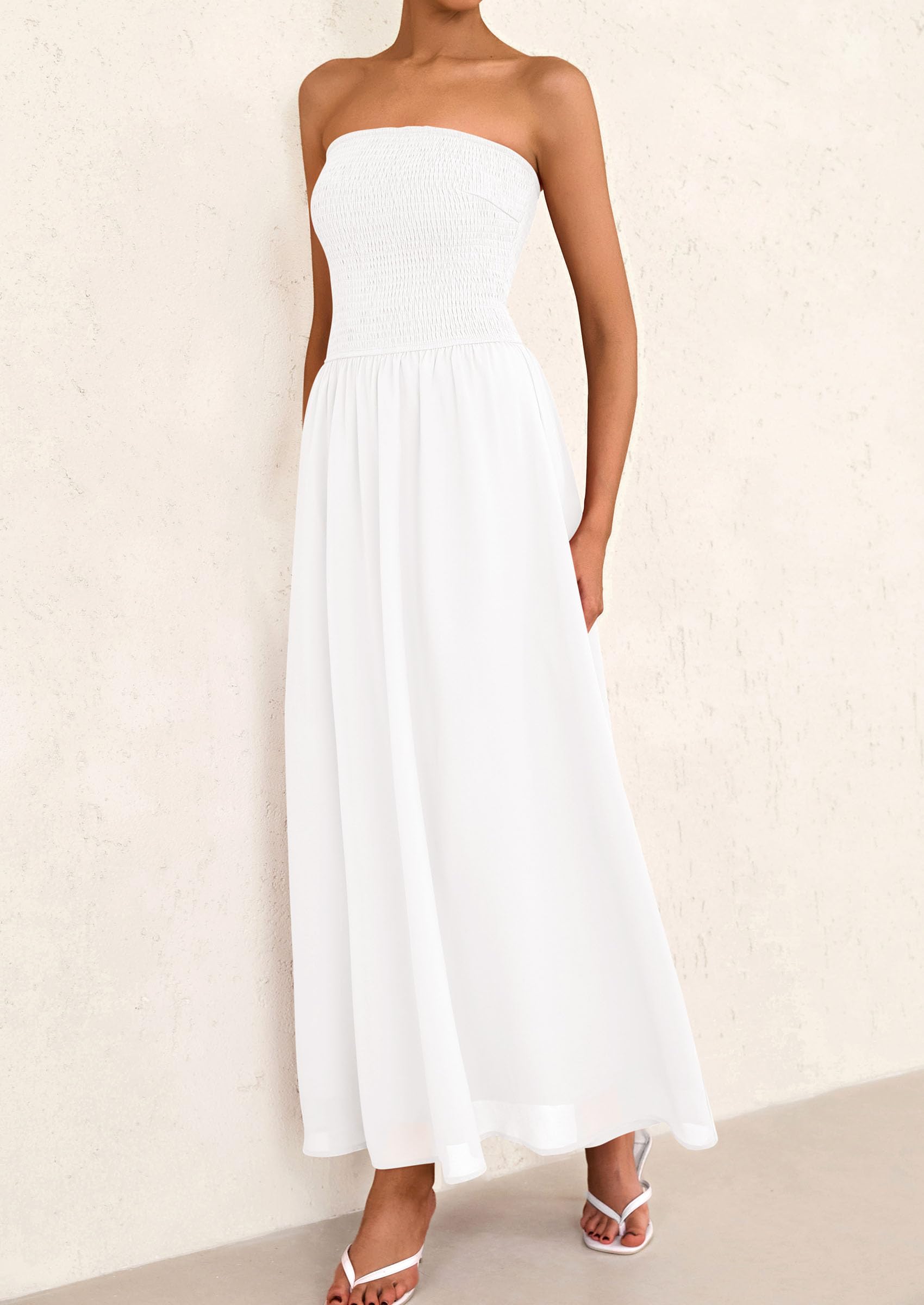 Foto 5 pulgar | Vestido De Invitada De Boda Prettygarden Tube Top Maxi White Xxl - Venta Internacional.