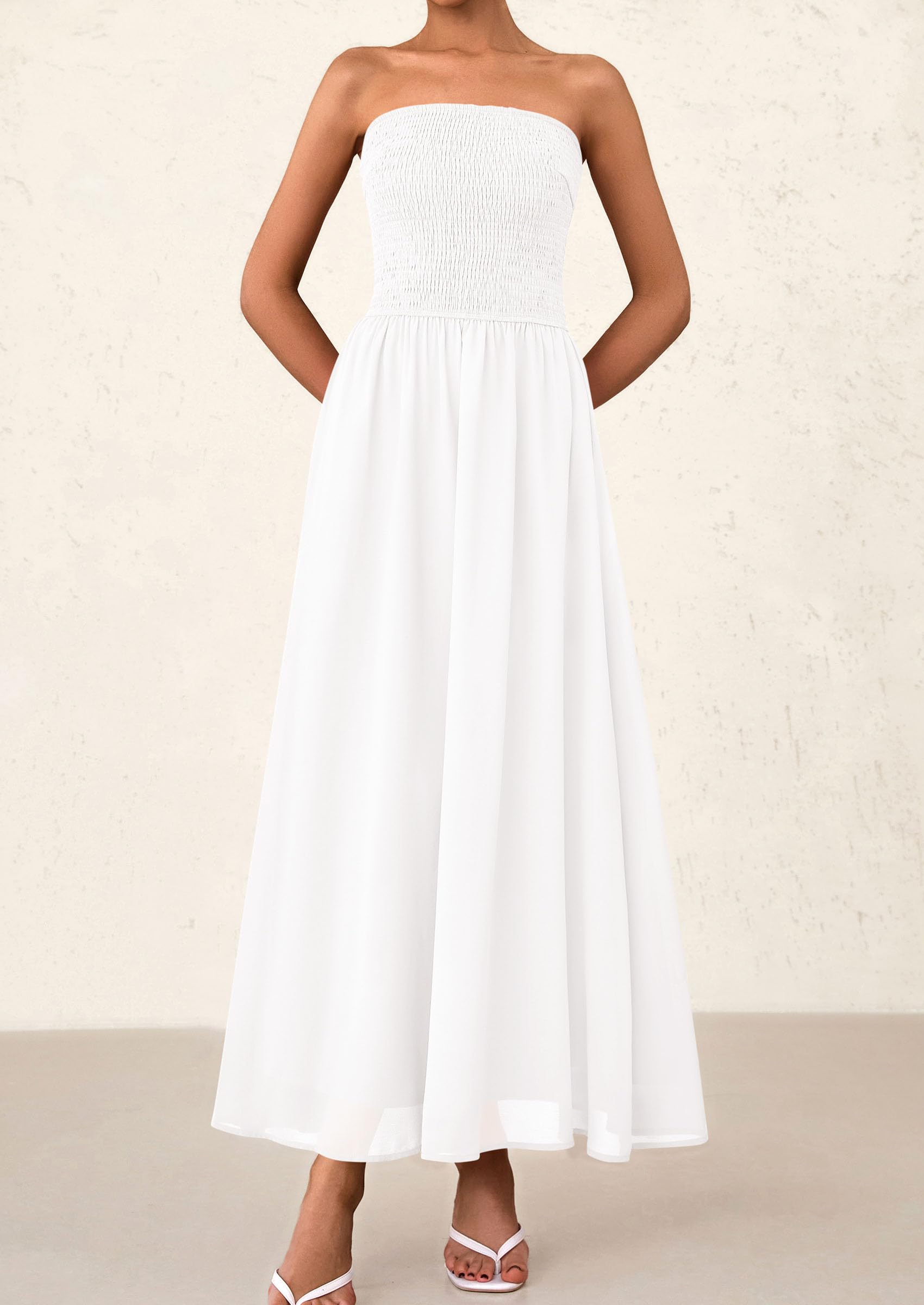 Foto 6 pulgar | Vestido De Invitada De Boda Prettygarden Tube Top Maxi White Xxl - Venta Internacional.