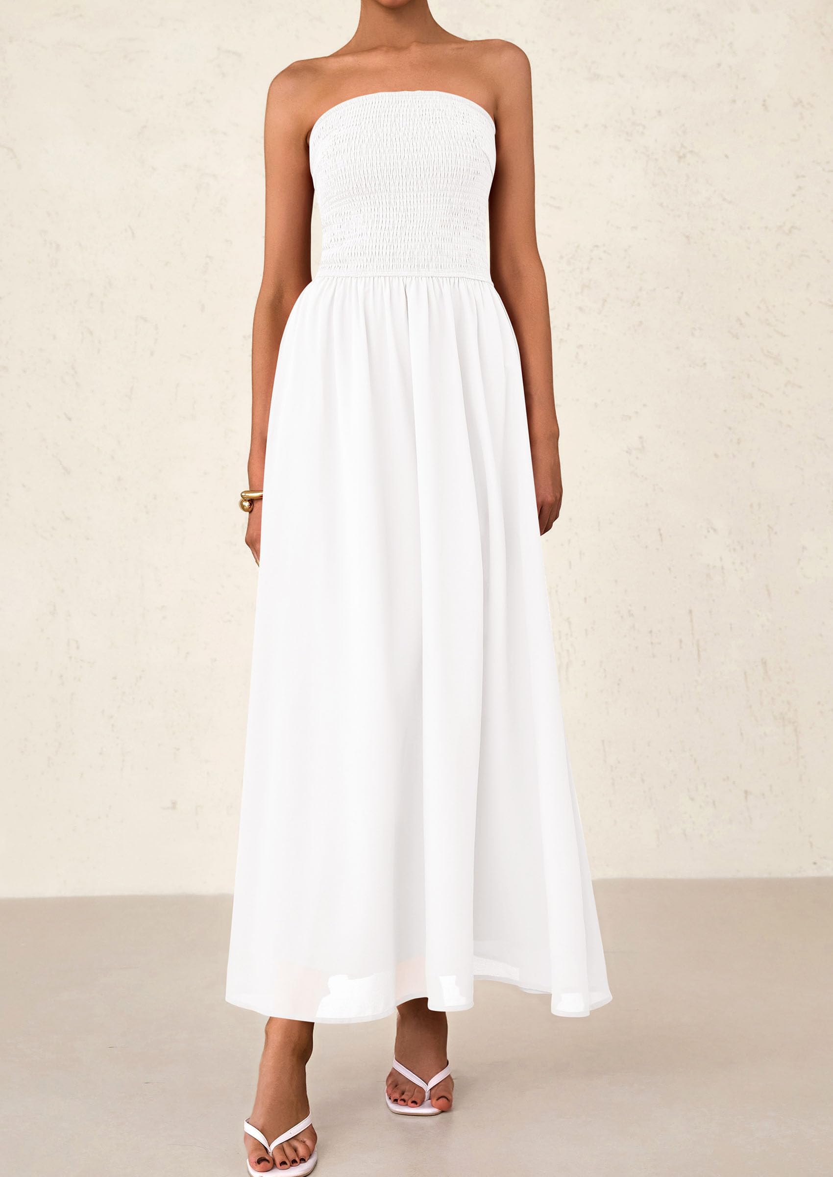 Foto 8 pulgar | Vestido De Invitada De Boda Prettygarden Tube Top Maxi White Xxl - Venta Internacional.