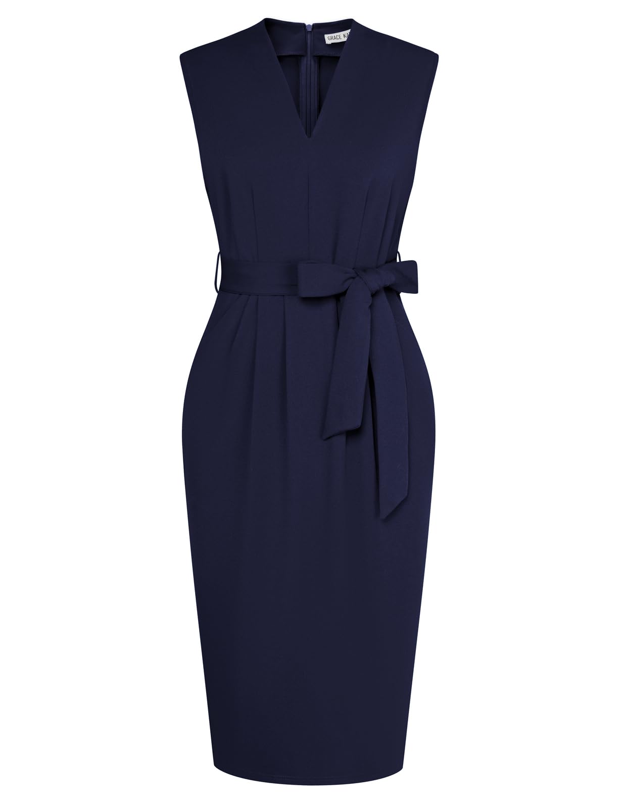 Foto 2 pulgar | Vestido Grace Karin Sin Mangas Con Cuello En V Para Mujer, Azul Marino, Talla M - Venta Internacional.