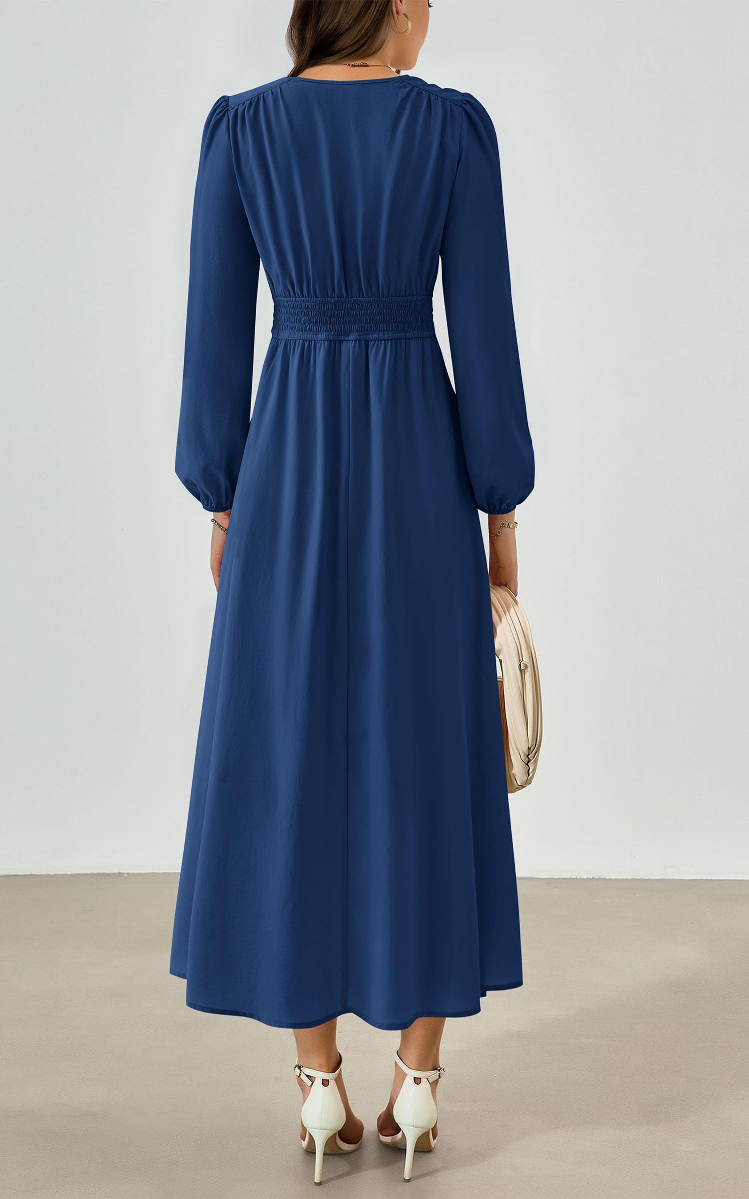 Foto 2 | Vestido Largo Prettygarden 2025 Primavera Manga Larga Con Cuello En V Para Mujer - Venta Internacional.