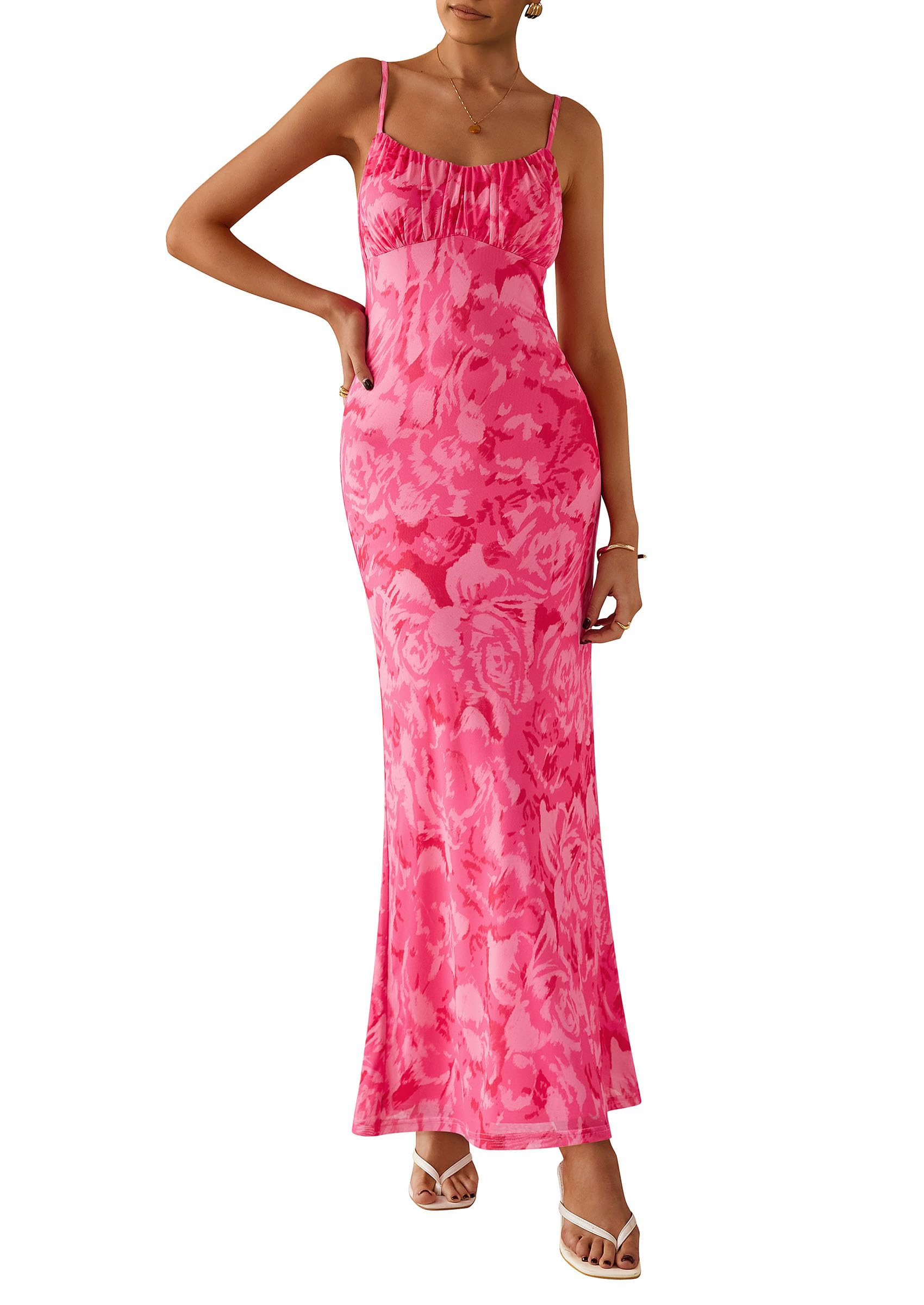 Foto 2 pulgar | Vestido Largo Prettygarden Para Mujer, Ajustado Con Estampado Floral, Verano 2025 - Venta Internacional.