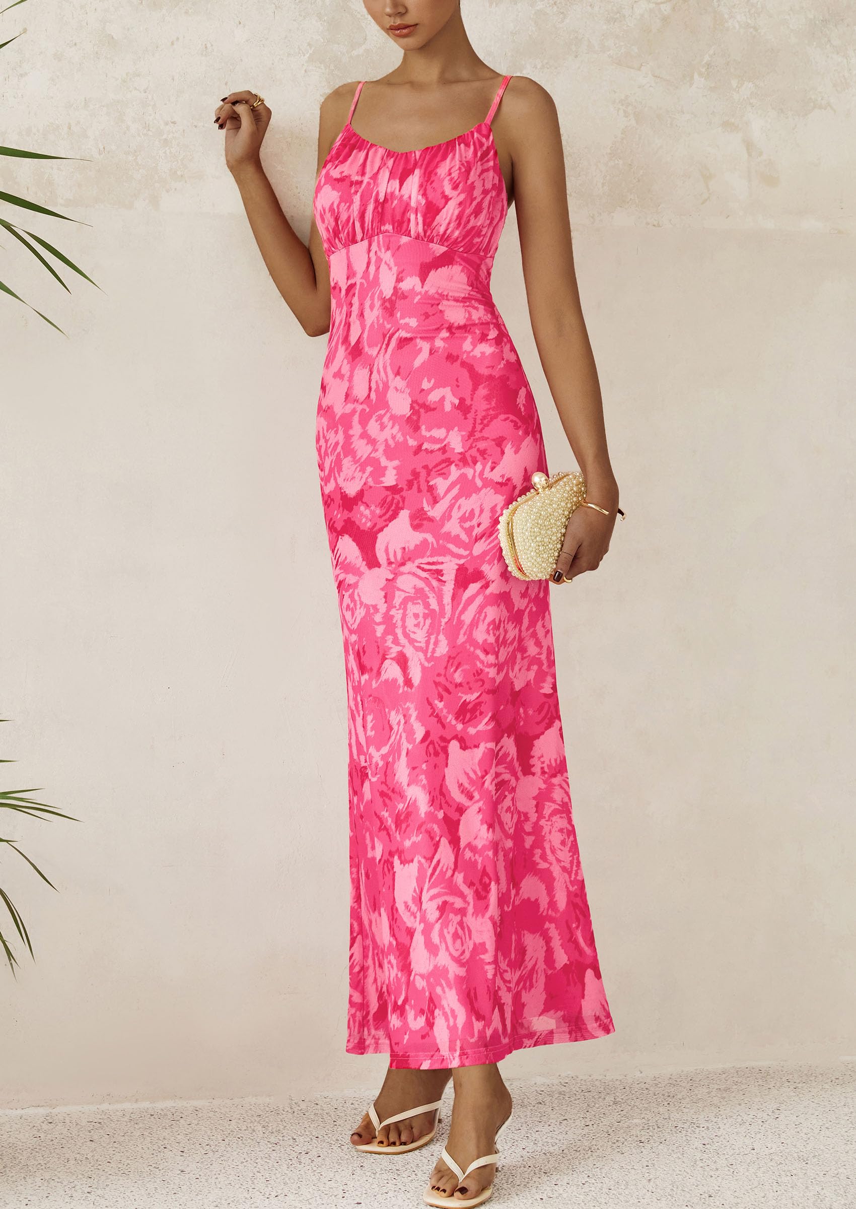 Foto 4 pulgar | Vestido Largo Prettygarden Para Mujer, Ajustado Con Estampado Floral, Verano 2025 - Venta Internacional.