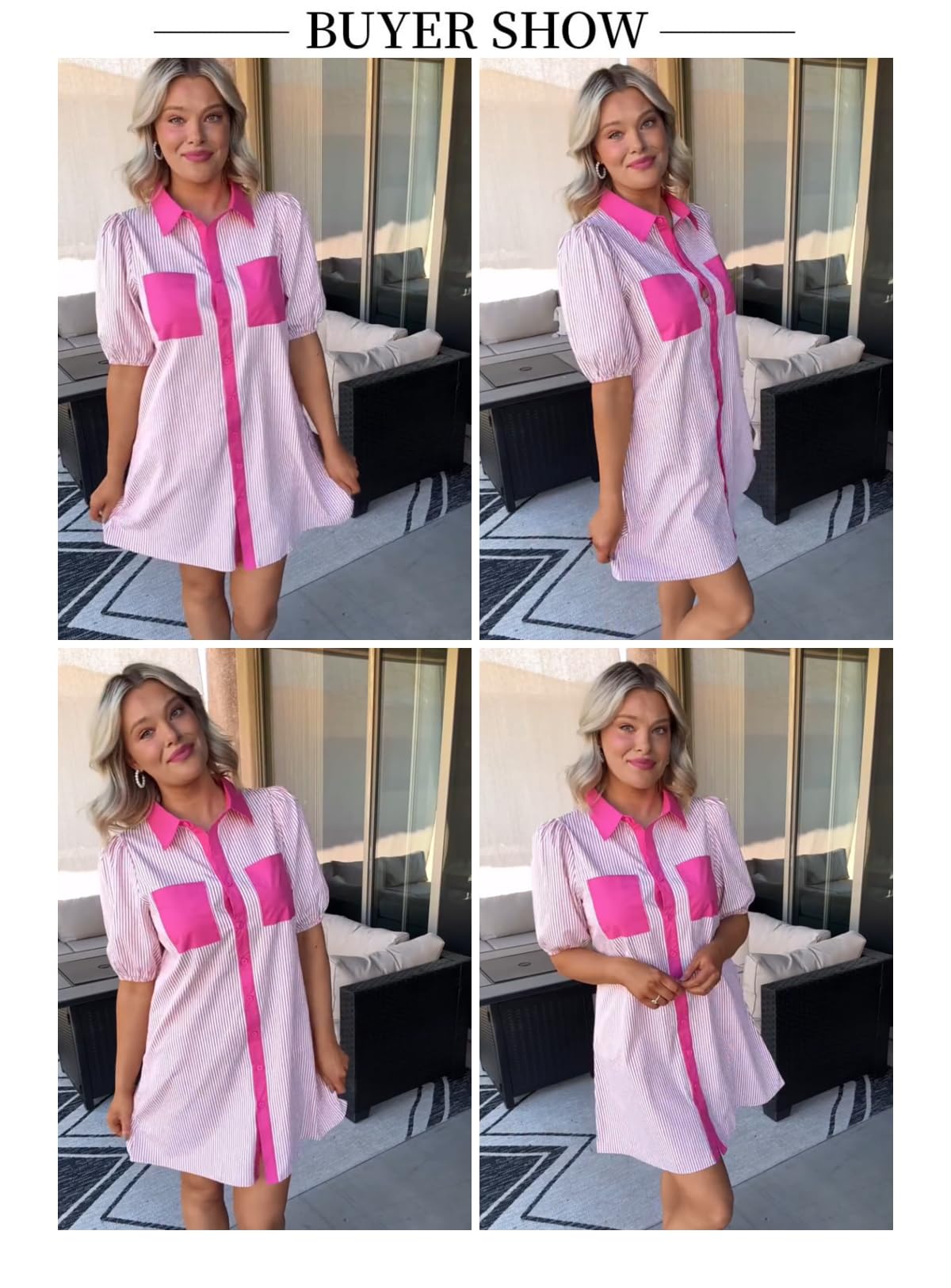 Foto 6 pulgar | Vestido Alvaq Minivestido Casual De Verano A Rayas De Algodón Rosa - Venta Internacional.