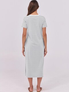 Foto 4 | Vestido Anrabess Midi De Verano Casual A Rayas Con Bolsillos Para Mujer - Venta Internacional.