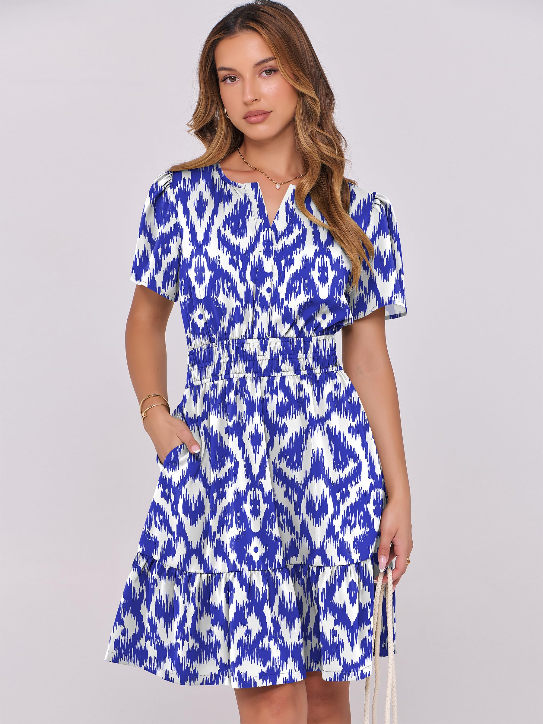 Foto 3 pulgar | Vestido Anrabess Casual De Verano Con Cuello En V Y Manga Corta Para Mujer - Venta Internacional.